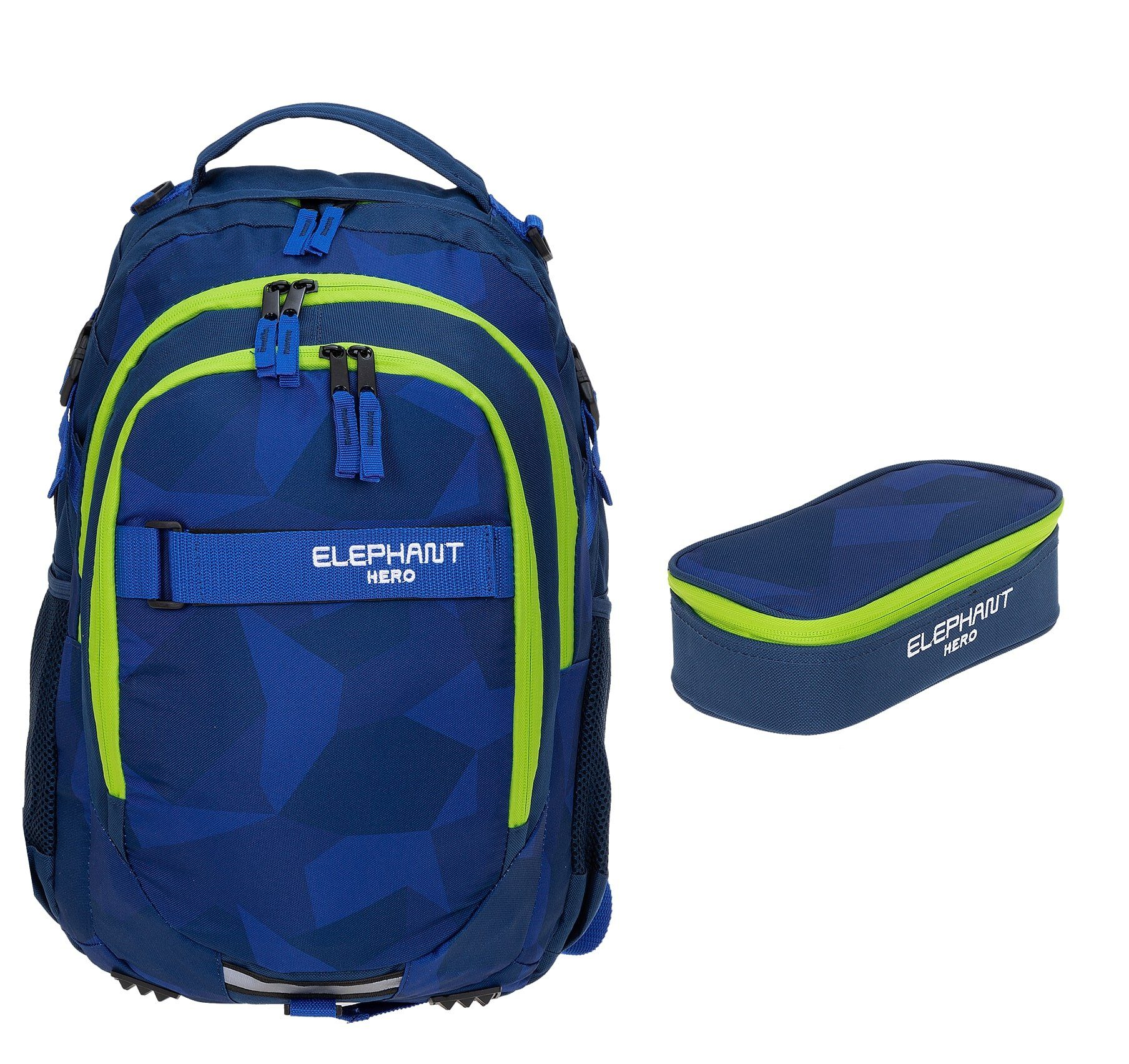ELEPHANT Schulrucksack Hero Signature Schultasche (2 Teile Set), Rucksack + Mäppchen Box