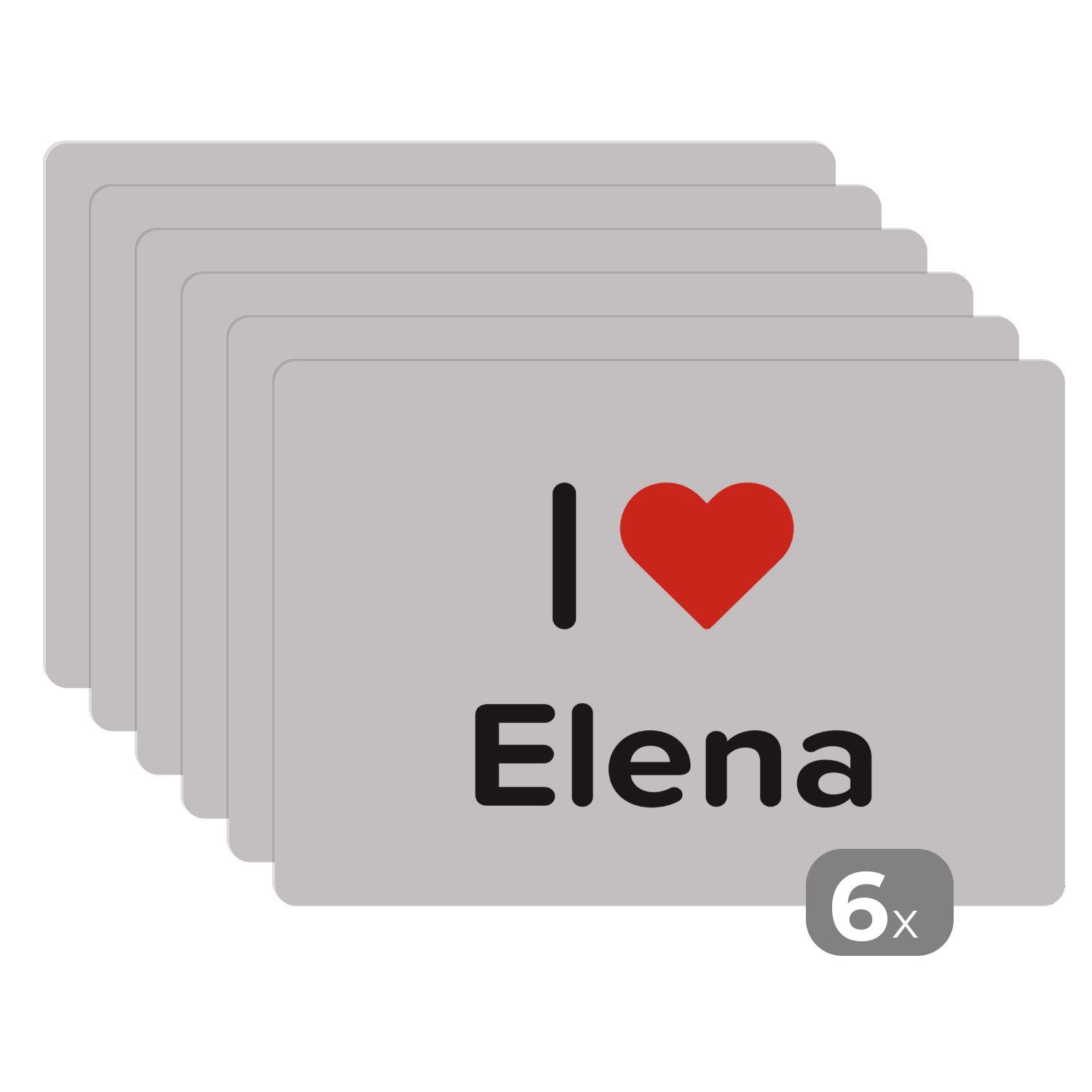 Platzset, Ich liebe - Elena - Mädchen, MuchoWow, (6-St), Platzset, Platzdecken, Platzmatte, Tischmatten, Schmutzabweisend