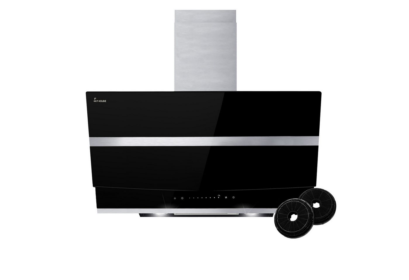 KKT KOLBE Wandhaube Dunstabzugshaube 80cm HERMES8005S Kopffreihaube / 80cm / Edelstahl / schwarzes Glas / LED / Sensortasten