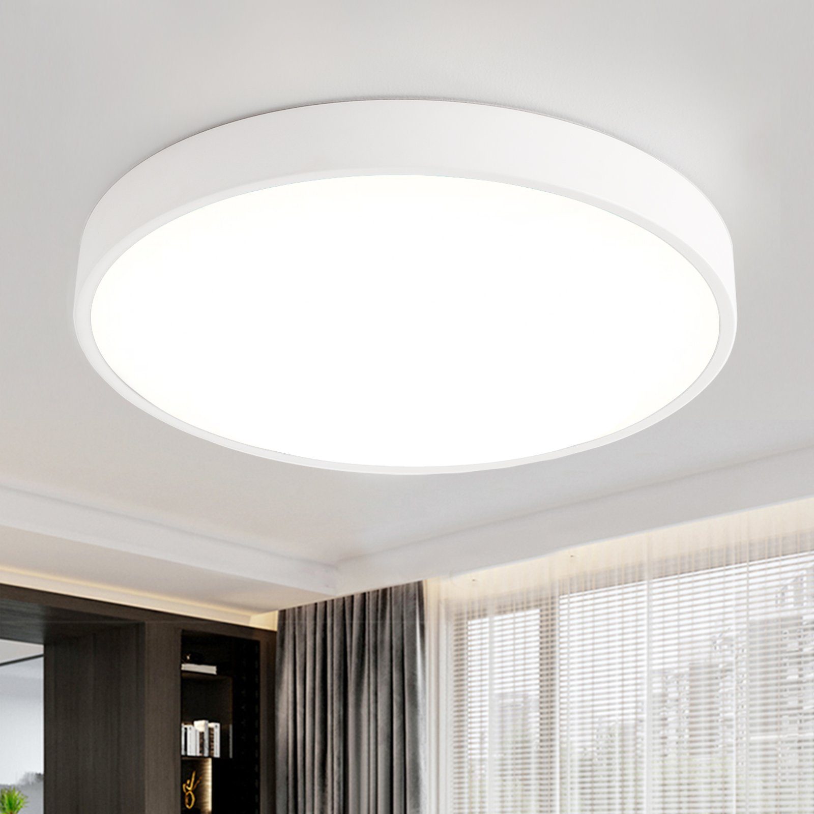 style home LED Deckenleuchte Deckenlampe, 24W-Ø30x4cm, LED fest integriert, Warmweiß 3000K, nicht dimmbar ohne Fernbedienung, für Wohnzimmer Schlafzimmer Büro Küche Diele, Ø30x4cm, Weiß