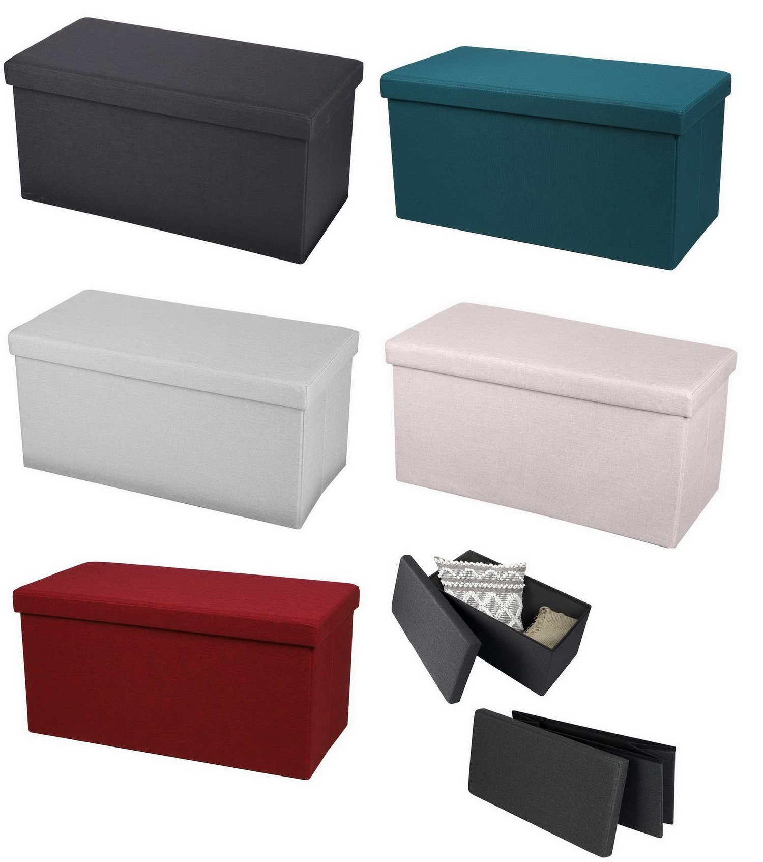 Urban Living Sitztruhe Sitzbank mit Aufbewahrungsbox TISSU Sitzhocker Sitz-Bank, abnehmbare Sitzfläche - bequemer Sitz