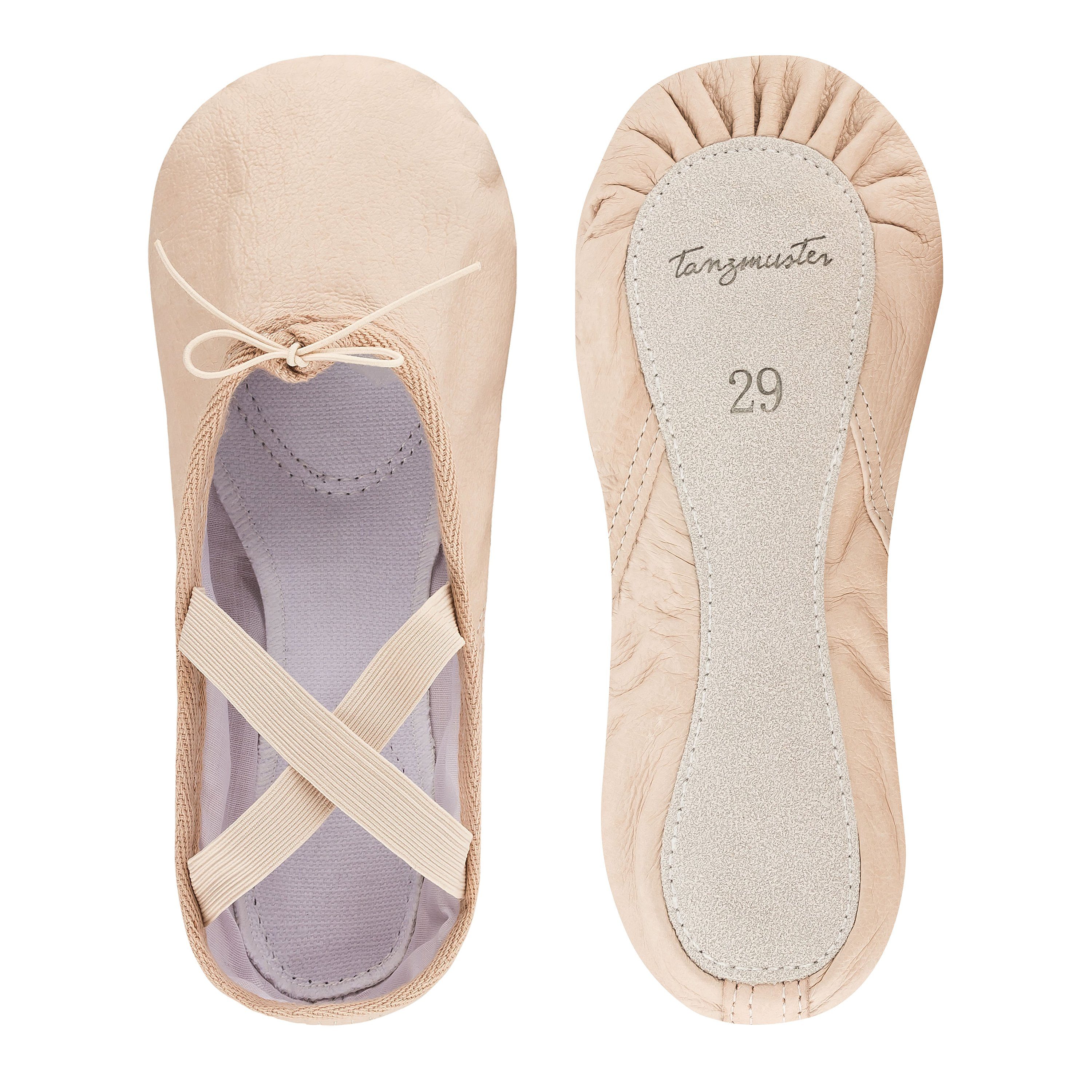 tanzmuster Ballettschuhe Sasha aus Leder mit ganzer Ledersohle Tanzschuh Ballettschläppchen für Mädchen