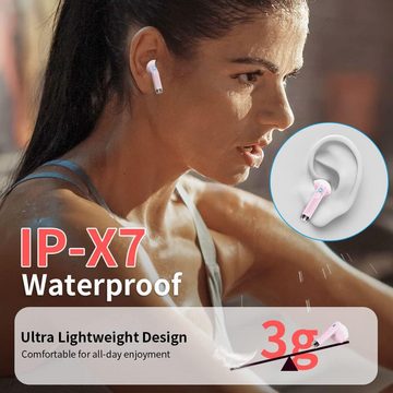 Renimer Kabellos Bluetooth 5.3 IP7 Wasserdicht In-Ear-Kopfhörer (Nachhaltige Entwicklung durch innovative Technologien und grüne Lösungen., mit Mikrofon, 48H Immersiver Deep Bass Earbuds, Digitale LED-Anzeige)