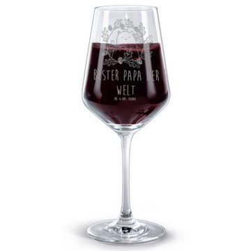 Mr. & Mrs. Panda Rotweinglas Bär König - Transparent - Geschenk, Papi, Teddy, Weinglas mit Gravur, Premium Glas, Luxuriöse Gravur