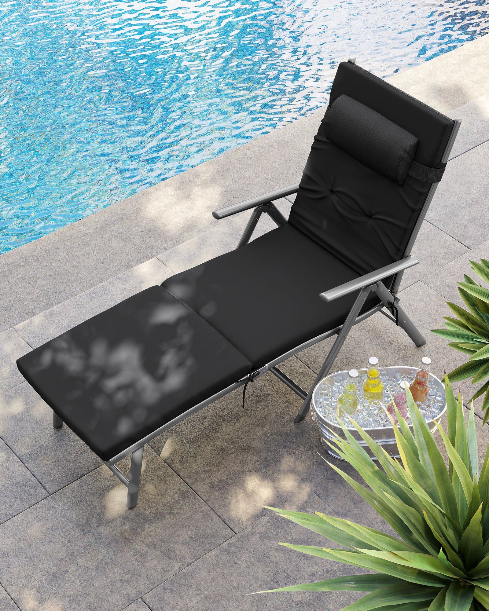 SONGMICS Gartenliege, 2 St., Sonnenliege,6cm Dicker Matratze,Aluminium,atmu günstig online kaufen