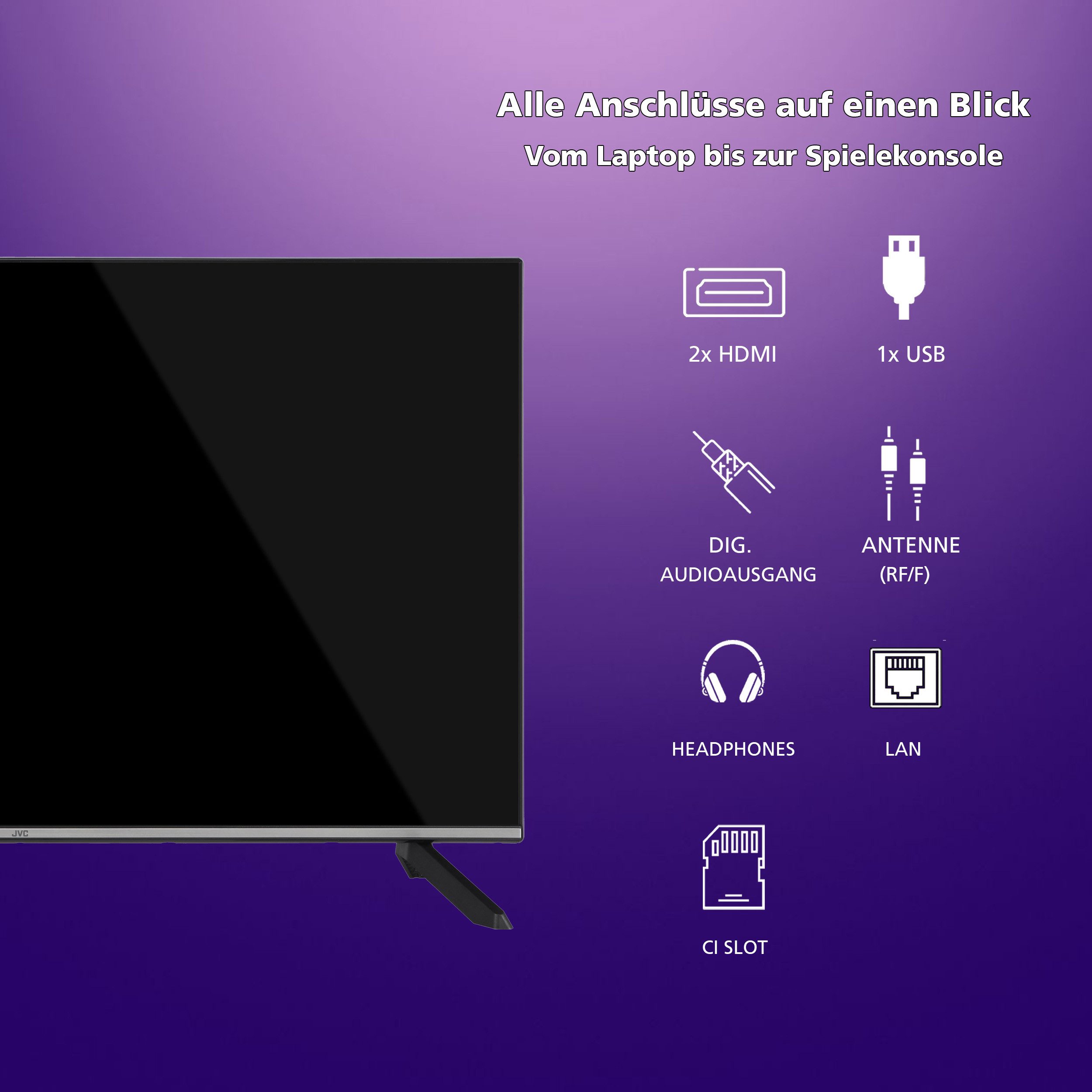 JVC LT-43VF7555 LCD-LED Fernseher (108 cm/43 Zoll, Full HD, Smart TV powered by TiVo, TiVo Smart TV, HDR, Triple-Tuner)