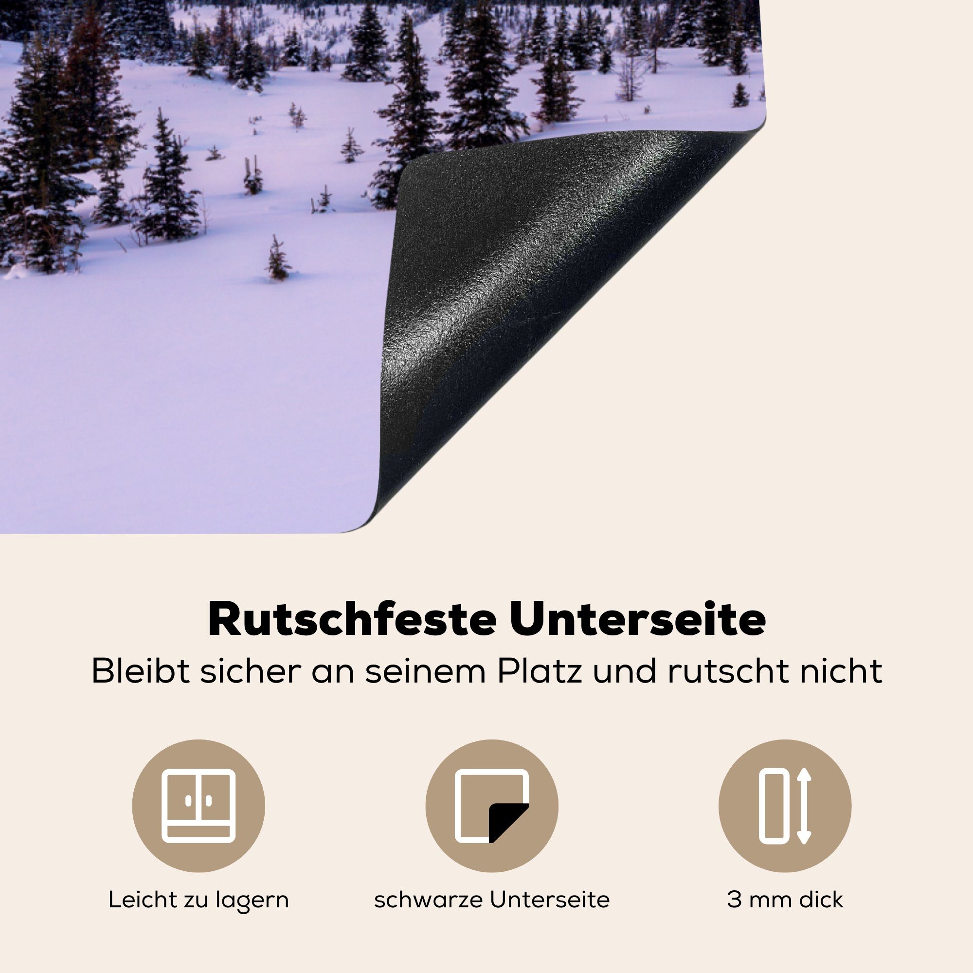 Park Banff für tlg), Vinyl, (1 MuchoWow Arbeitsplatte National in küche Nordamerika, 78x78 Herdblende-/Abdeckplatte cm, Winterlandschaft Ceranfeldabdeckung, im