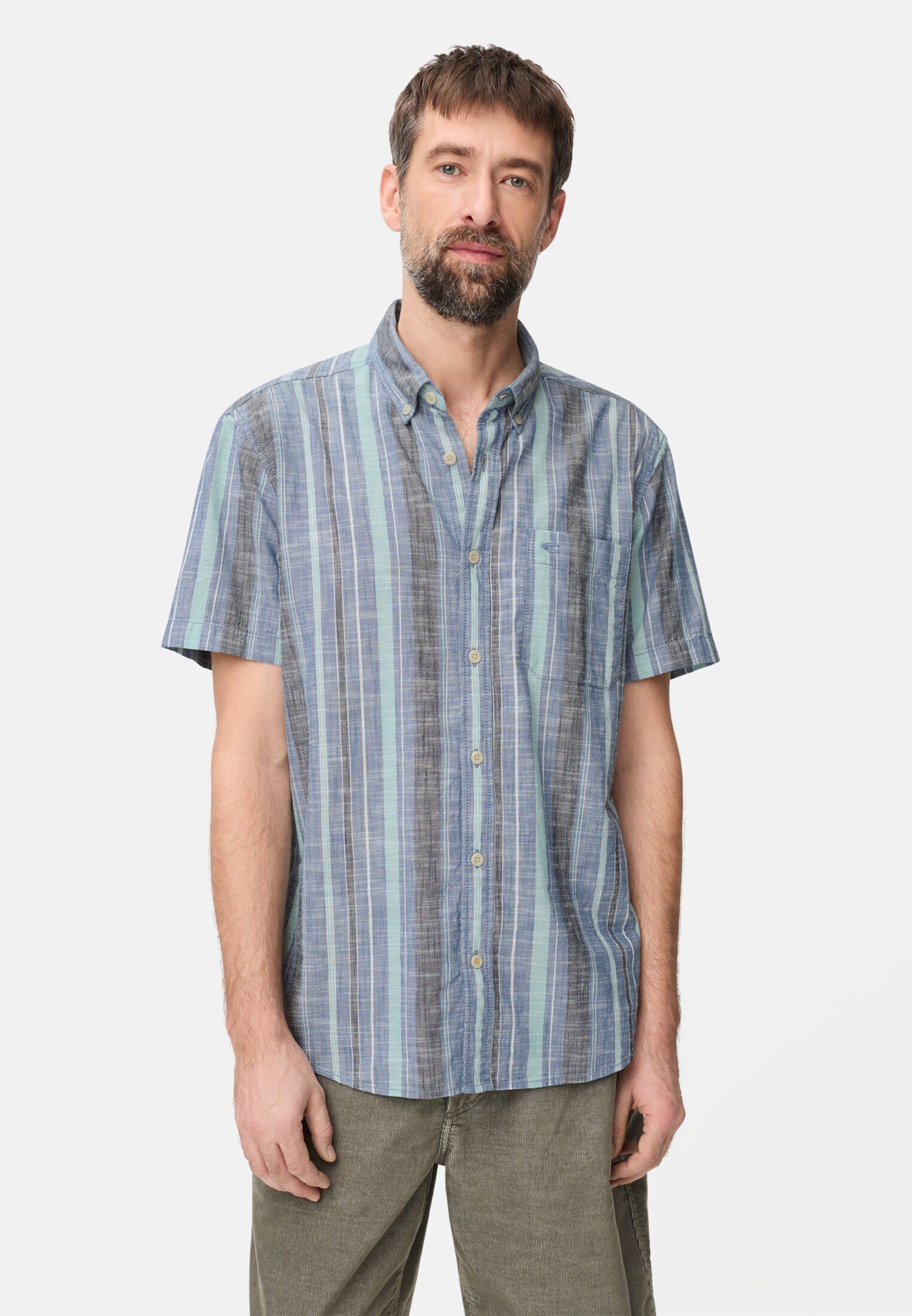 camel active Kurzarmhemd Karohemd aus reiner Baumwolle Kurzarm Button-Down günstig online kaufen