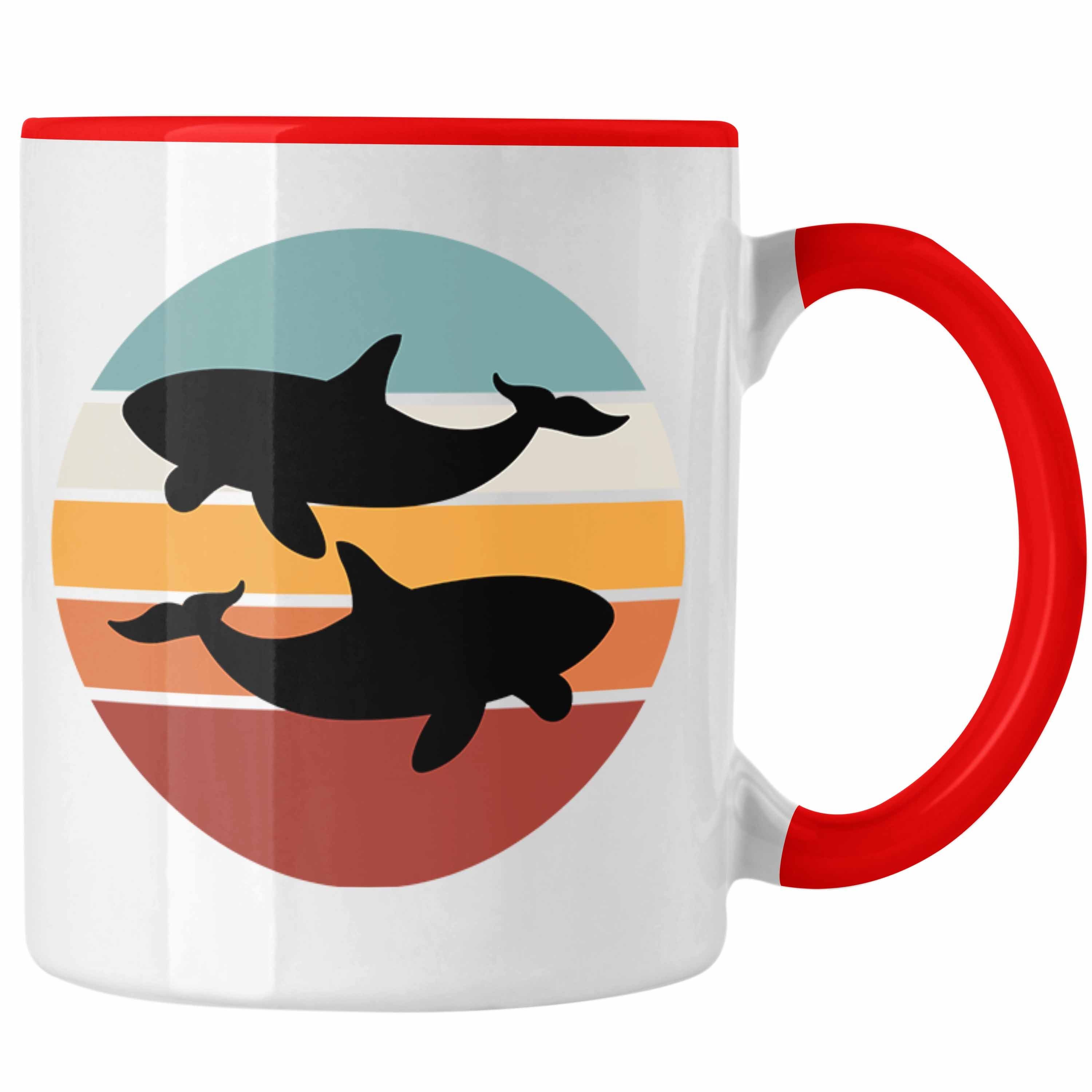 Trendation Tasse Retro Orca Tasse Geschenk Ozean Waal Rot | Tassen