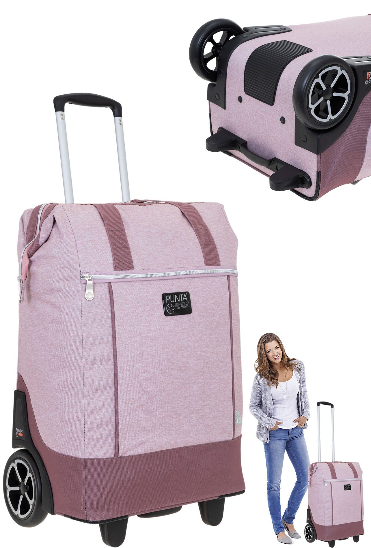 PUNTA Einkaufstrolley Big Wheel große Räder 40 Liter Einkaufsroller, Trolley Shopper Einkaufskorb Einkaufstrolly 10303 + Thermo Tasche