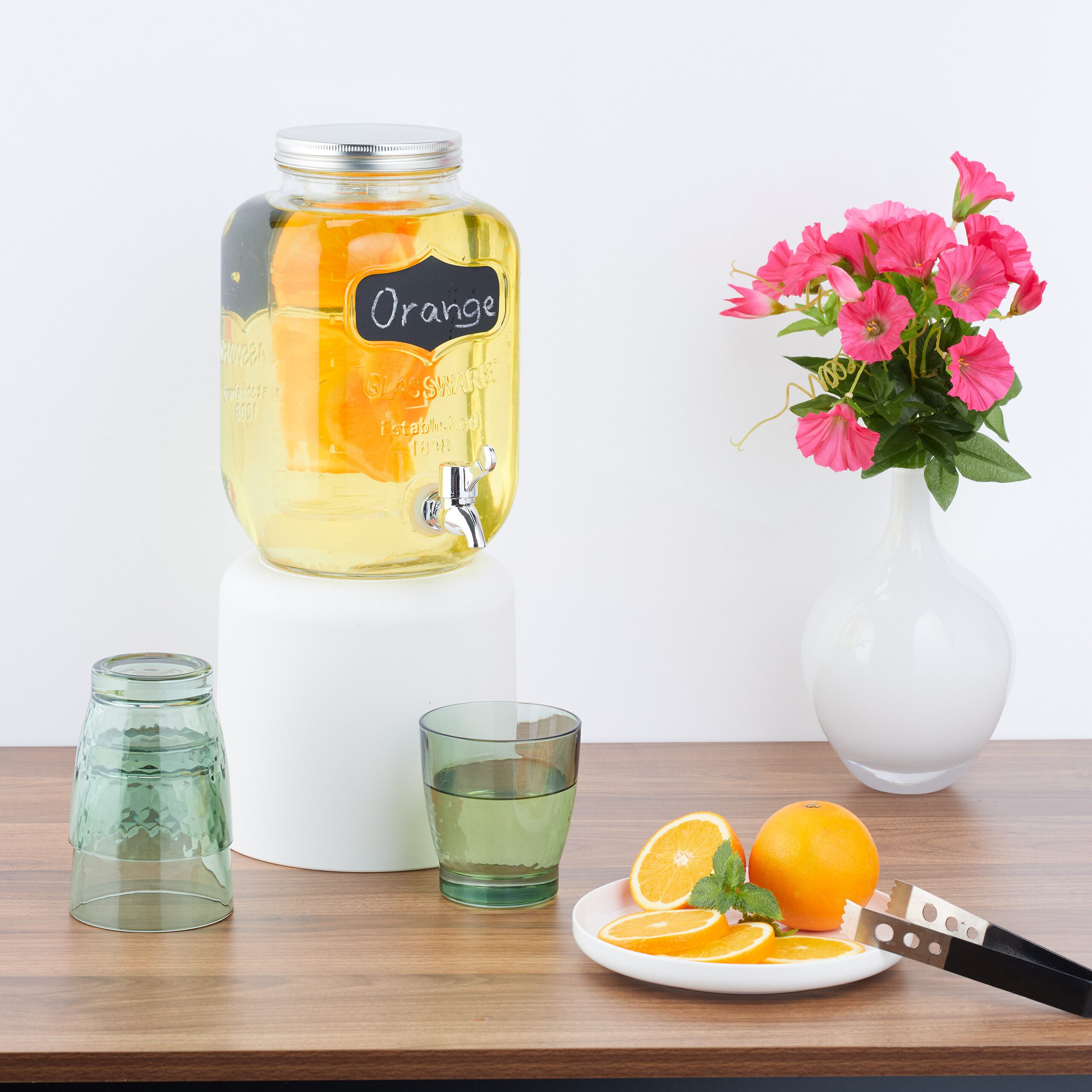 relaxdays Getränkespender mit Fruchteinsatz 4 L
