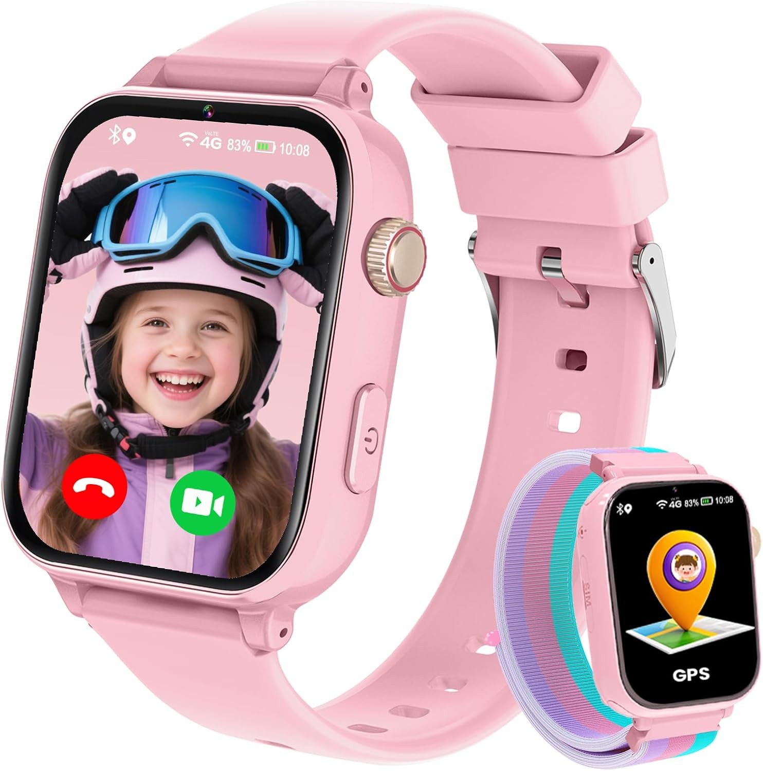 PTHTECHUS A22 Smartwatch (2,5 cm, sim-karte), Kinder Smartwatch mit GPS 4G Anruffunktion