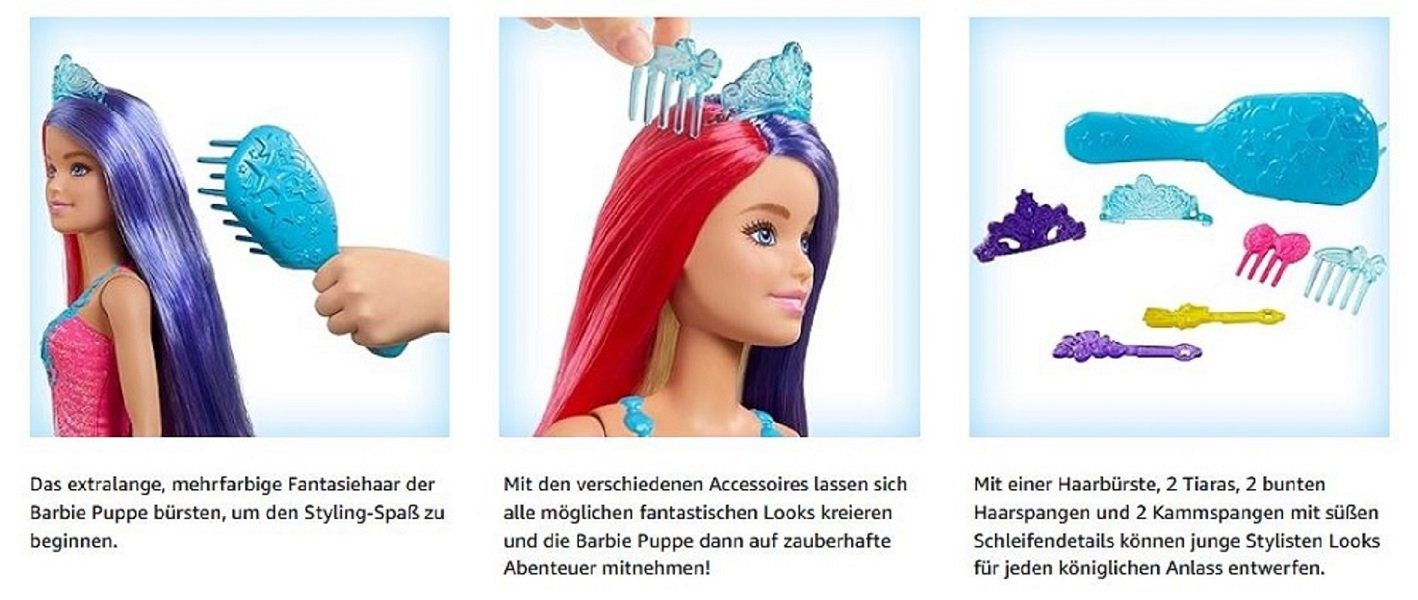 Haar Dreamtopia 30cm langem Barbie ca. Puppe Mattel® Anziehpuppe Prinzessin mit