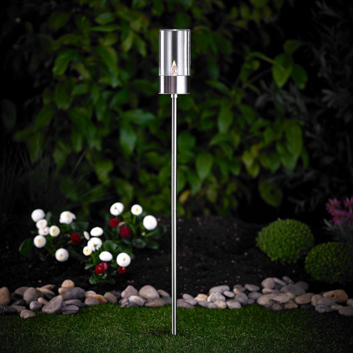 MeLiTec LED Solarleuchte Edelstahl Fackel SO28, günstig online kaufen