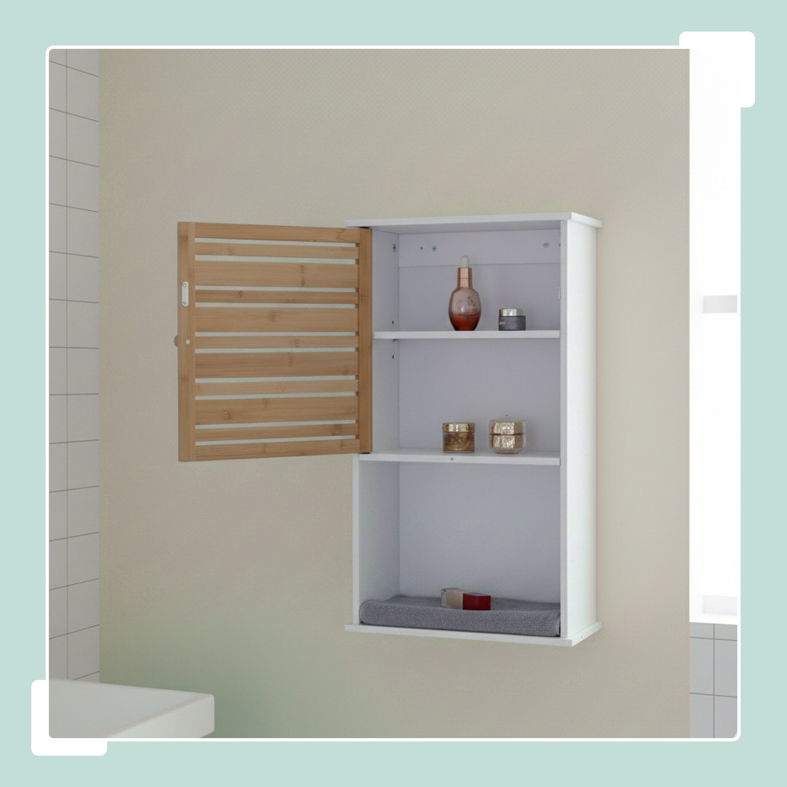 relaxdays Hängeschrank Bad mit Bambustür günstig online kaufen