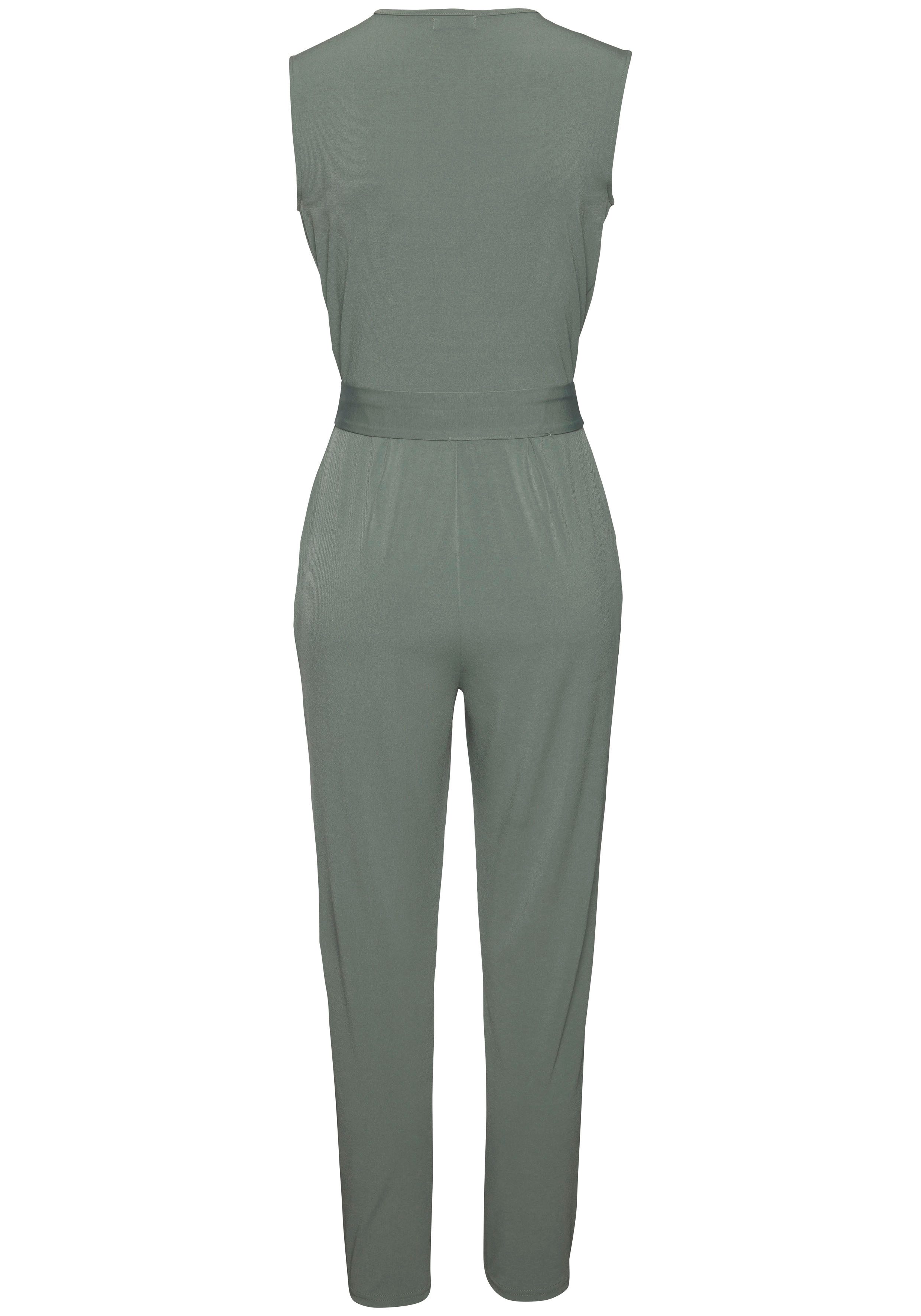 LASCANA Overall (mit Bindegürtel) aus knitterfreier Ware, eleganter Jumpsuit in Wickeloptik, bügelfrei