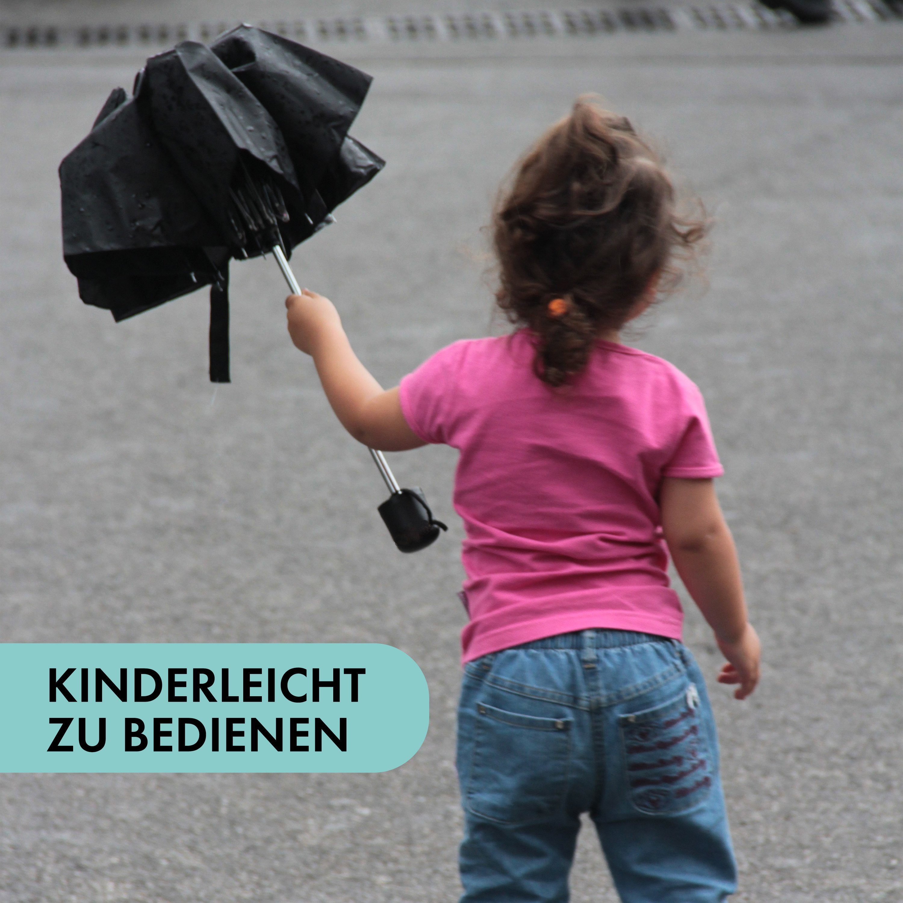 Griff und Kleiner mini mit Olsen Automatik Rutschfestem Herren, Taschenregenschirm für Taschenschirm Hellblau Damen
