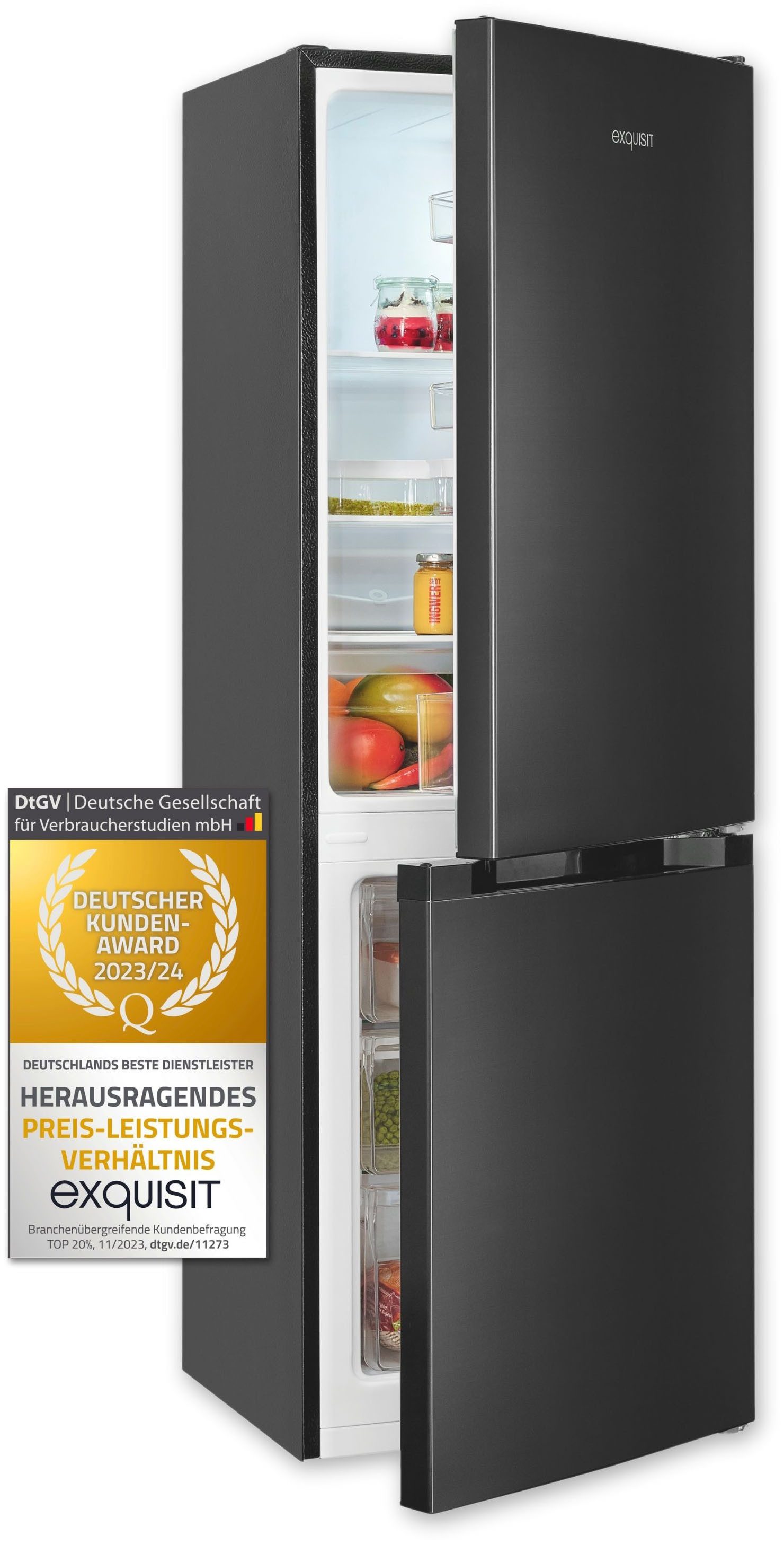 exquisit Kühl-/Gefrierkombination KGC231-60-E-050C, 144 cm hoch, 47,4 cm breit