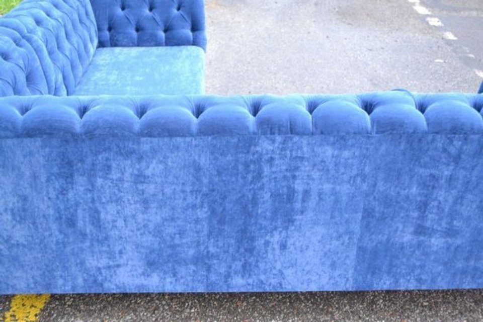 JVmoebel Chesterfield-Sofa Chesterfield Eckcouch Polster Sitz Stoff Garnitur Wohnlandschaft Sofas, Made in Europa