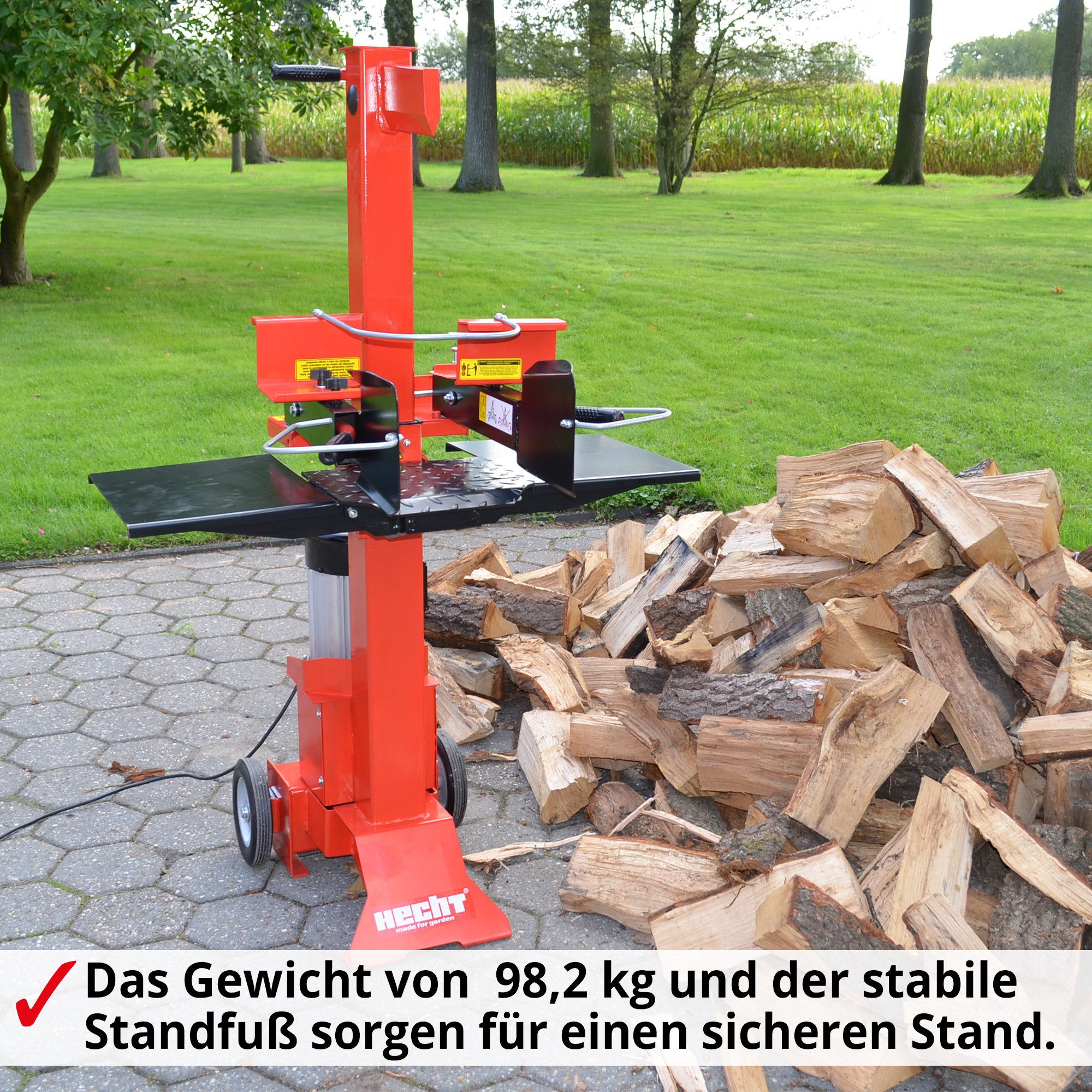 Hecht Elektroholzspalter 6070, Spaltgutlänge bis 55 cm, Spaltgutdurchmesser bis 30 cm, Tischverbreiterung, 7 T, 230V, 3000W
