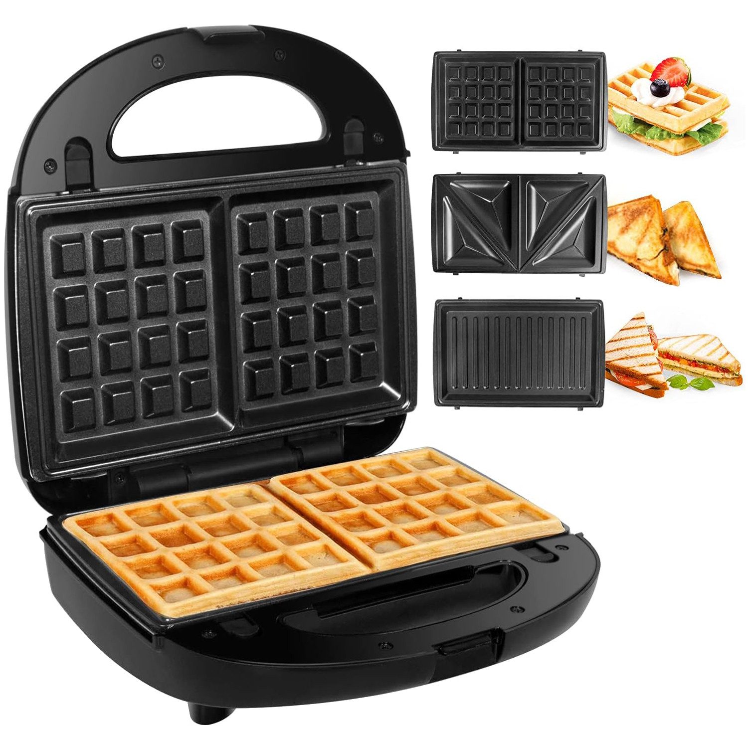 3-in-1-Sandwichmaker Waffeleisen, Panini Grill, Sandwich Maker