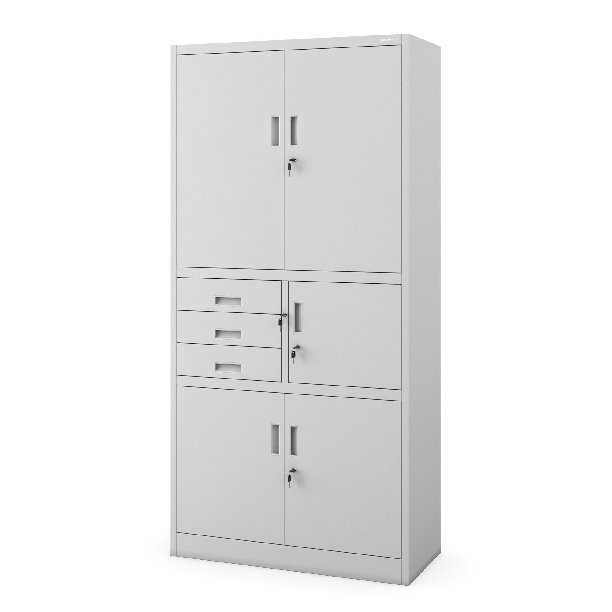 Jan Nowak Aktenschrank Metall Büroschrank mit Tresor 90 cm FILIP II Schubladen Stahl (Safe Aktenschrank Büro Kanzlei Praxis Schloss 2 Schlüssel, Stahl 0,6 mm 185 x 90 x 45 cm Wandmontage robust langlebig) Tresor abschließbar pulverbeschichtet 10 Farben