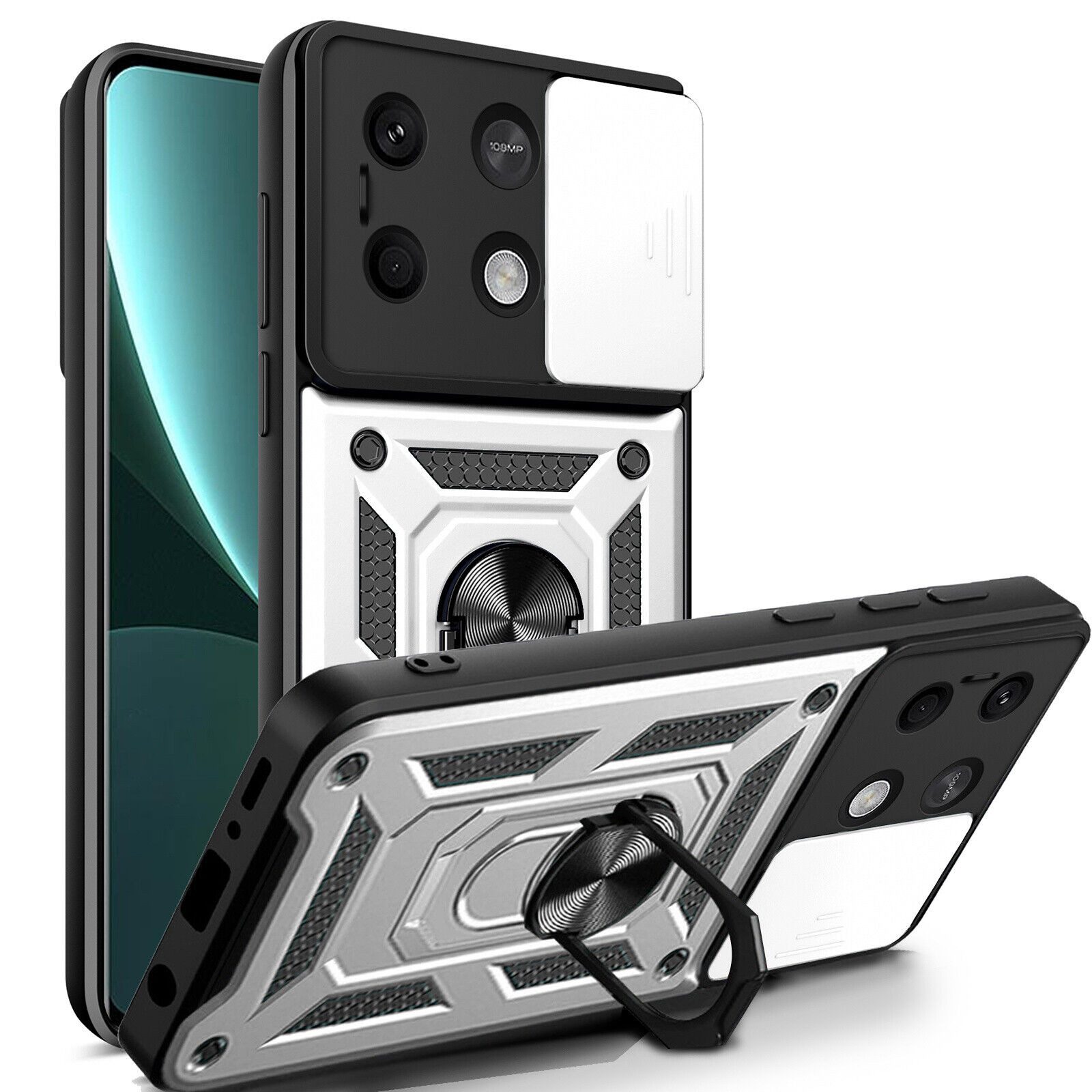 betterfon Handyhülle Panzerhülle für Xiaomi Redmi Note 13 4G mit Kameraschutz & Ringhalter, Outdoorhülle mit Smartstand und Silikonkern