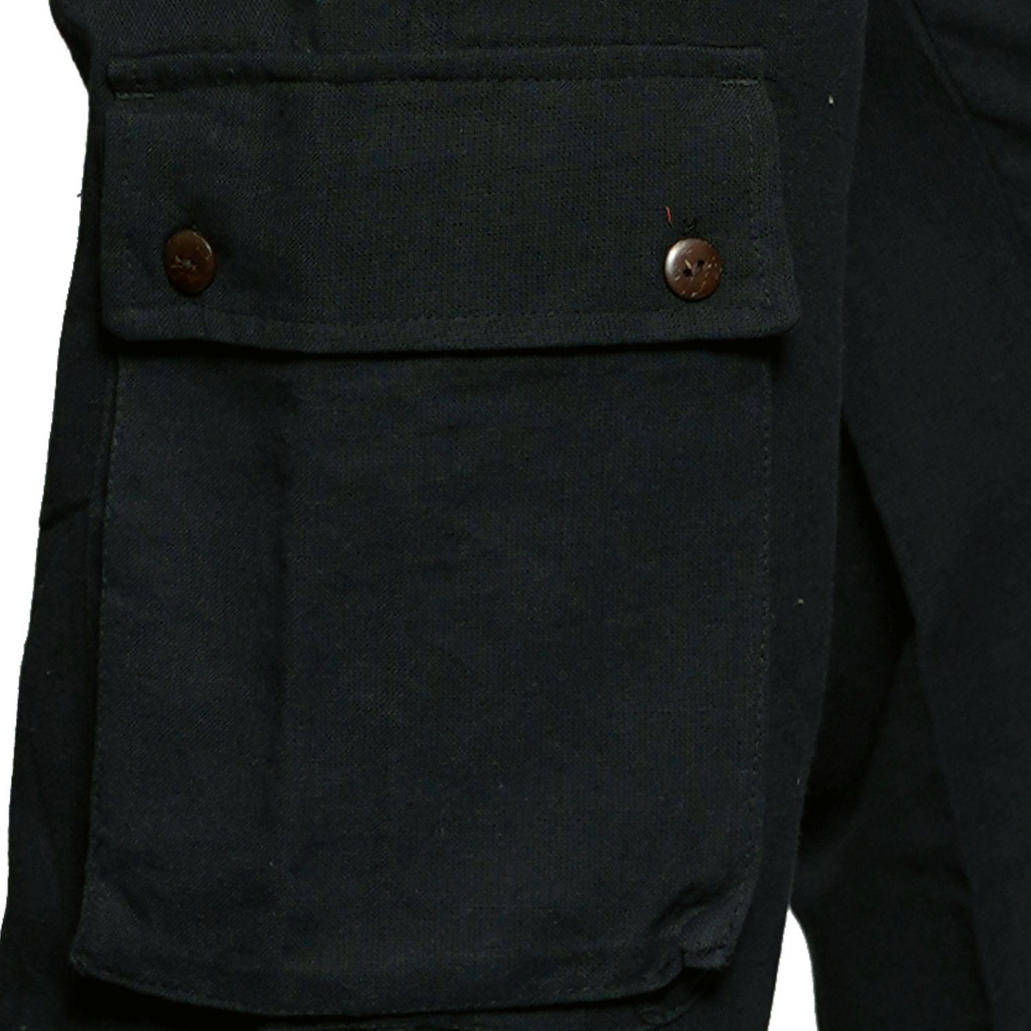 Taschen Baumwolle Bein (1-tlg) SIMANDRA mit Haremshose Cargo-Stil Schwarz aus vielen Gummibund Cargohose & im geradem