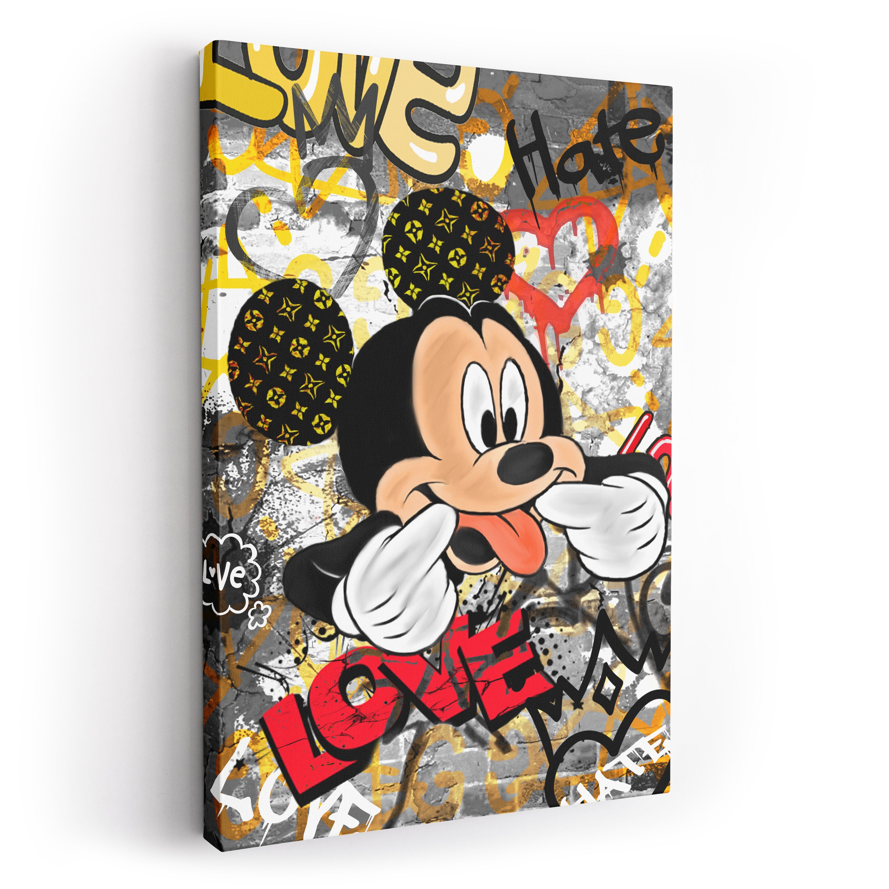 ArtMind XXL-Wandbild CHEERFUL MICKY, Premium Wandbilder als Poster & gerahmte Leinwand in verschiedenen Größen, Wall Art, Bild, Canva