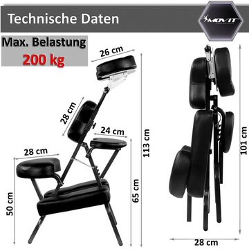 MOVIT Massagesessel Movit® Klappbarer Massagestuhl/Tattoo Stuhl, inkl. Tasche, belastbar bis 200 kg, Farbwahl, schadstoffgeprüft