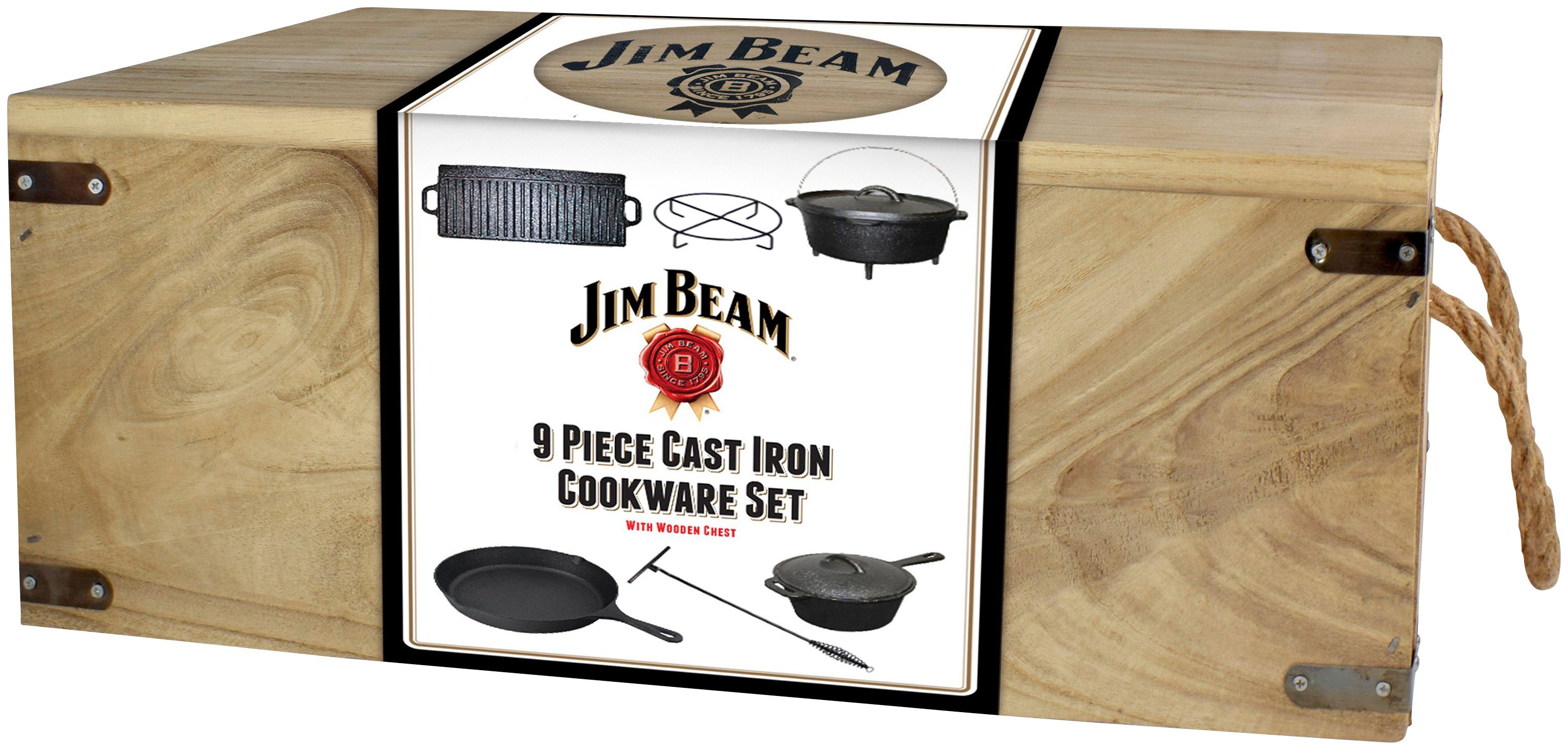 Jim Beam BBQ Topf-Set, Gusseisen (9-tlg)