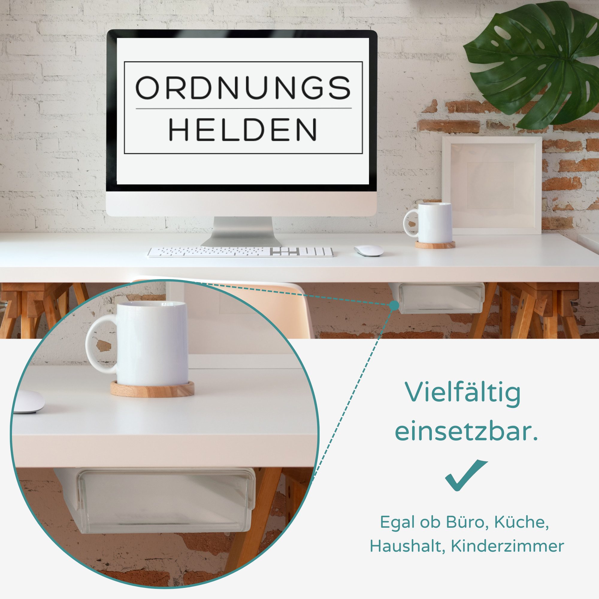 Ordnungshelden Hängeschublade Klebeschulade unter Schreibtisch – Bild 5 von 5