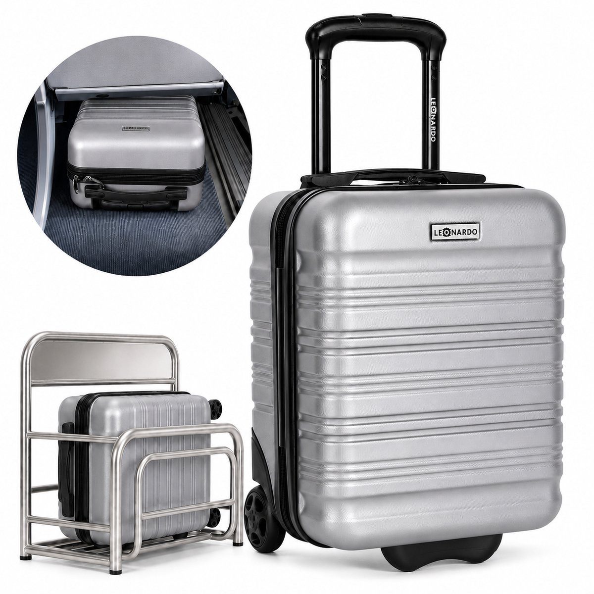 LEONARDO Koffer Handgepäck 40 x 30 x 20 cm Underseater Trolley - Silber, 2 Rollen