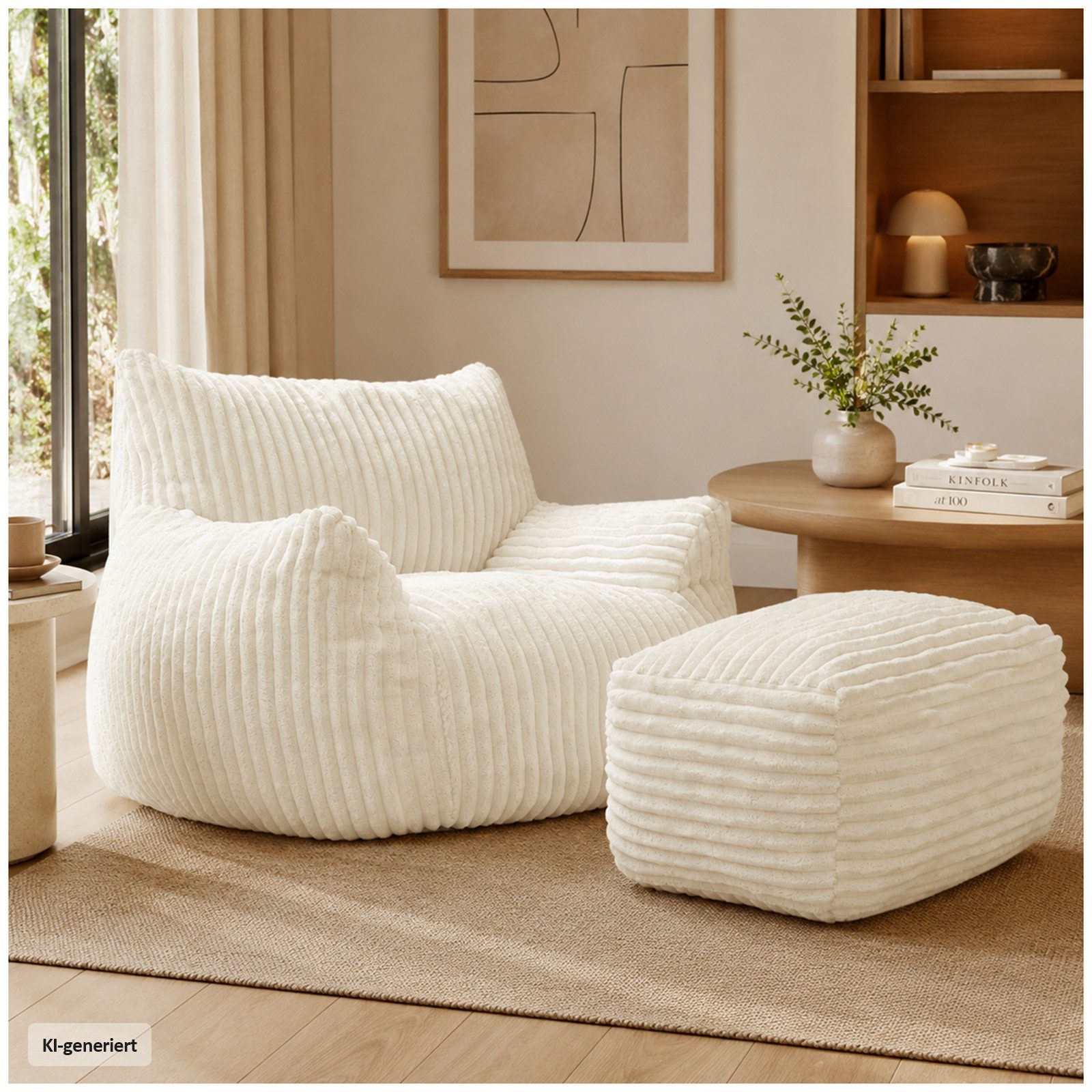 HTI-Living Loungesessel Polstersessel mit Hocker Weiß Sitzhöhe 40 cm (Set, 2-St), Gemütlich