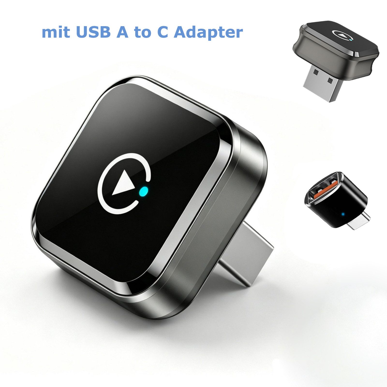 neue dawn 2 in 1 Wireless CarPlay mini Auto Adapter USB C für iPhone Android Audio-Adapter, Auto CarPlay Adapter,für iOS Android,mit USB-C-Adapter,Bluetooth 5.4