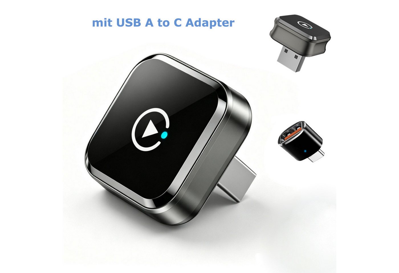 neue dawn 2 in 1 Wireless CarPlay mini Auto Adapter USB C für iPhone Android Audio-Adapter, Auto CarPlay Adapter,für iOS Android,mit USB-C-Adapter,Bluetooth 5.4