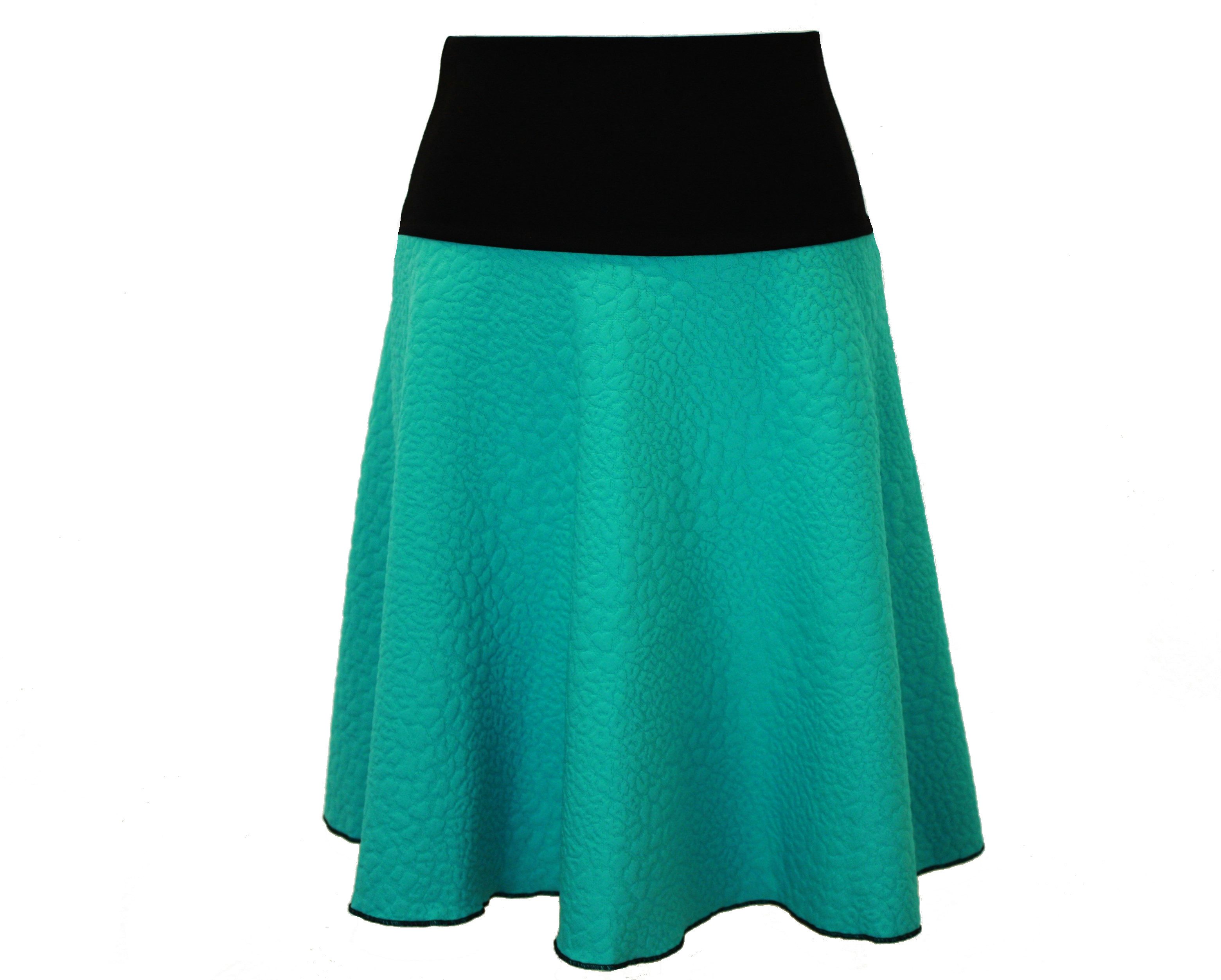 dunkle design A-Linien-Rock Dicker Jacquard Jersey Pink Grün Türkis elastischer Bund