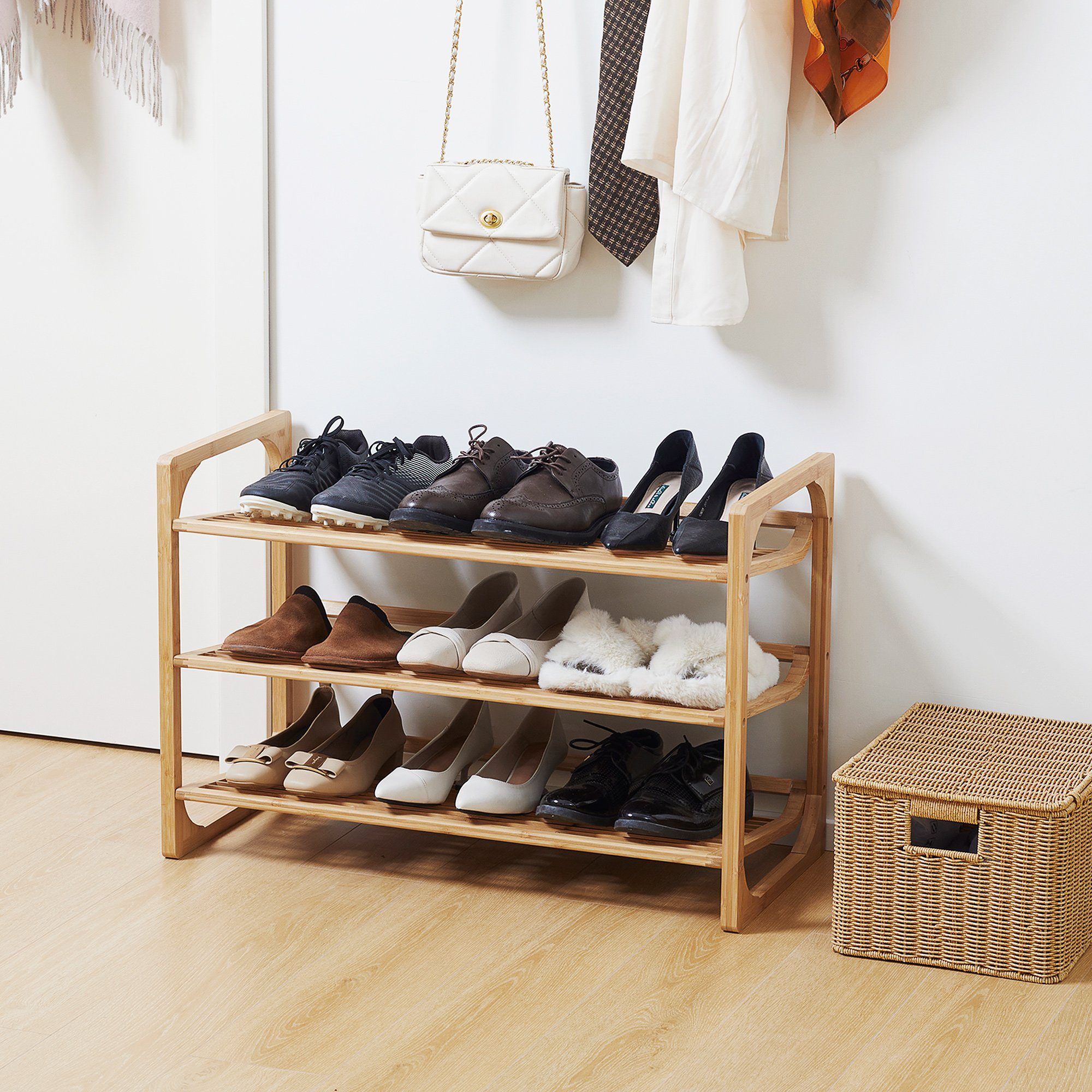 Schuhe HOMCOM Schuhständer Griff, für mit max. Schuh-Organizer 9 Paar 1-tlg., Schuhablage, Schuhregal