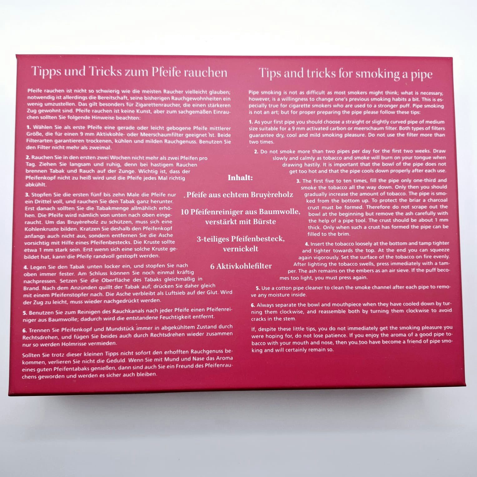 Jean Claude Handpfeife Pfeife Geschenkset Anfänger Set Pfeife braun gebogen, (Geschenkbox mit viel Zubehör), made in Italy