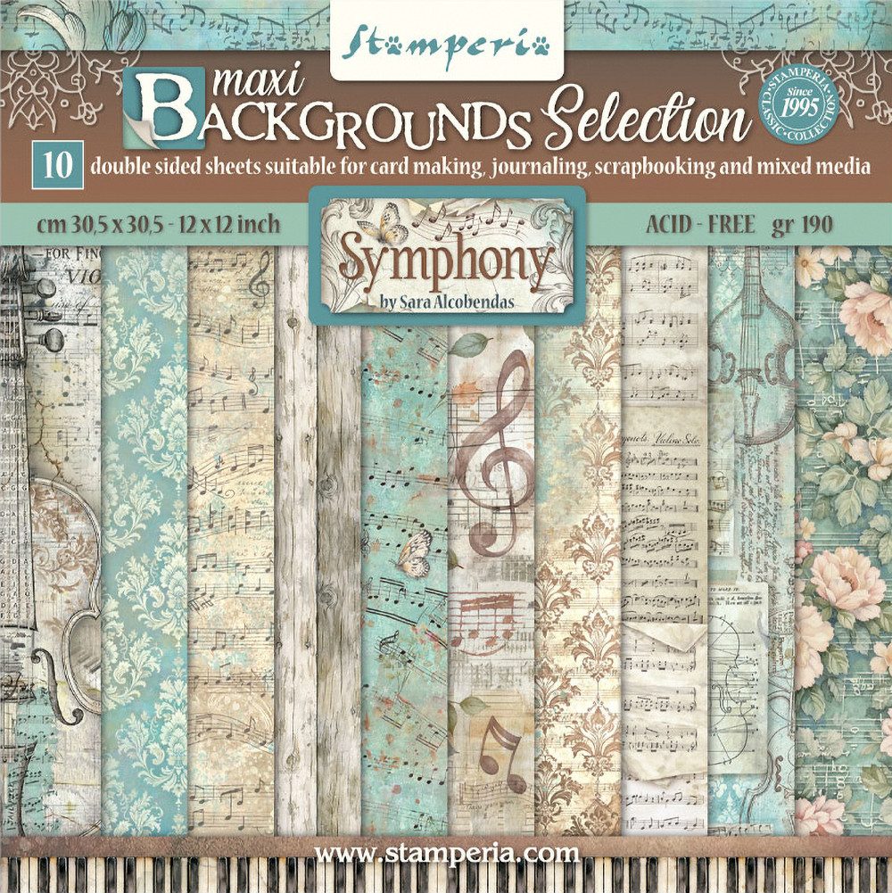 Stamperia Motivpapier Scrapbook-Block Symphony Backgrounds, 10 Blatt