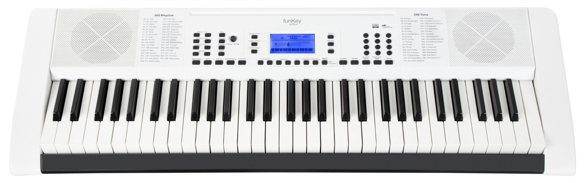 FunKey Home-Keyboard 61 Edition Pro (300 Sounds, 300 Rhythmen, MP3-/USB-Port) (Spar-Set, 5-St., Inkl. Keyboardstativ und Bank), mit Begleitautomatik und intelligente Lernfunktion