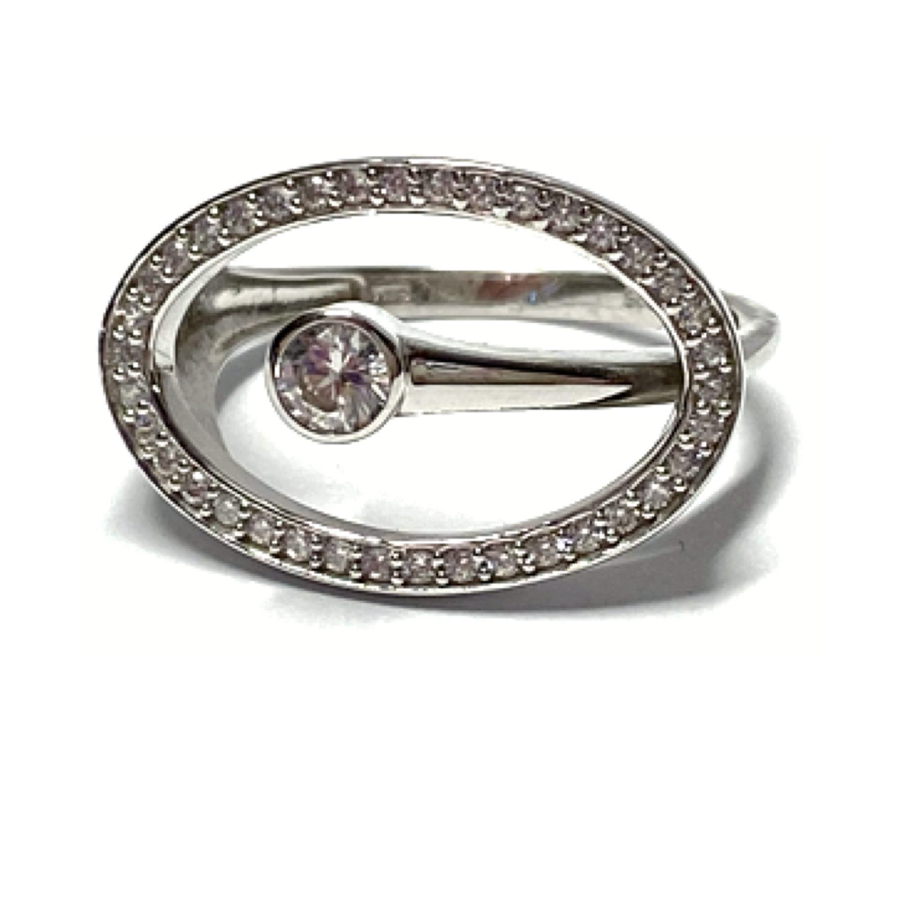 Silberring Silberring 925 Silber rhodiniert Zirkonias poliert einfarbig #54