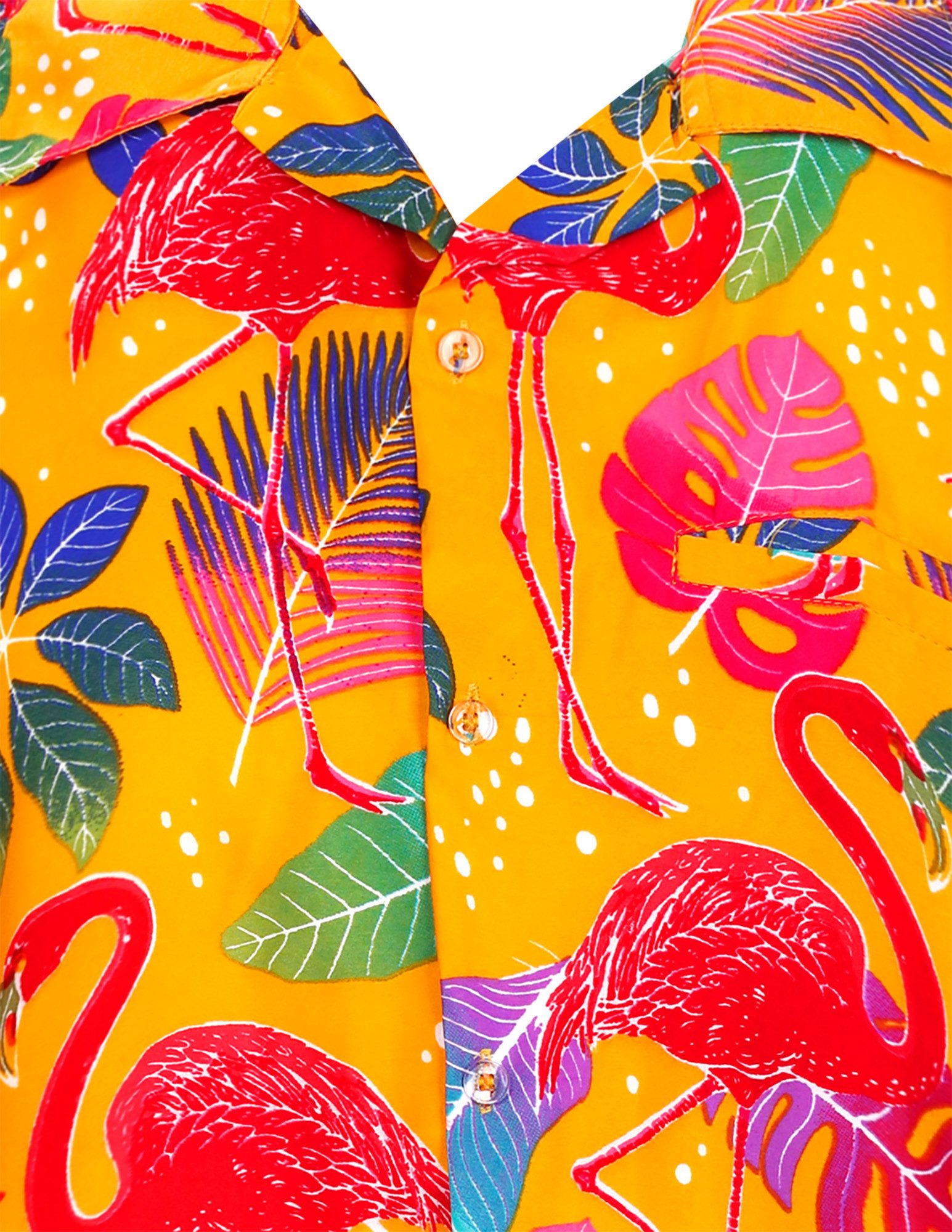 King Kameha Hawaiihemd Funky Flamingos Hawaii-Hemd Kurzarm Front-Tasche Stylish Unisex