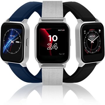 Sector Sector Herren Armbanduhr Smartwatch, Analog-Digitaluhr, Herren Smartwatch rund, mittel (ca. 36mm), Silikonarmband blau, Sport