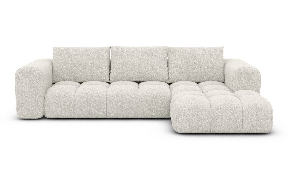 Sofa Dreams Ecksofa Casaluna L Form kurz Stoff Couch Polsterecke, 4-Sitzer, Ottomane rechts, Boucléstoff Bezug in Weiß