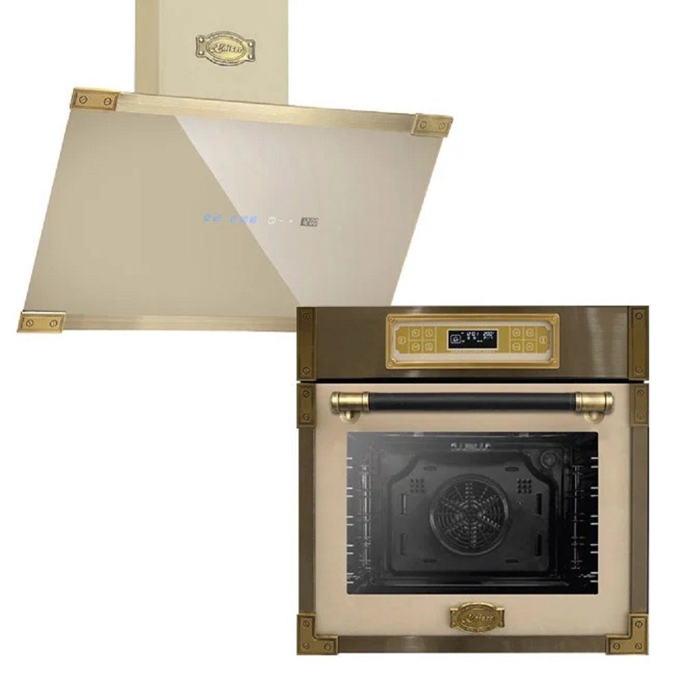 Kaiser Küchengeräte Backofen EH 6726 ElfAD+AT 6445 ElfAD Eco, mit 1-fach-Teleskopauszug, Retro Elektro Backofen 11 Betriebsfunktionen+Dunstabzugshaube 60 cm