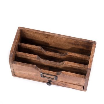 DESIGN DELIGHTS Aufbewahrungsbox BRIEFABLAGE "JUNA", Mahagoni Holz, 25 cm, Holz Briefsammler