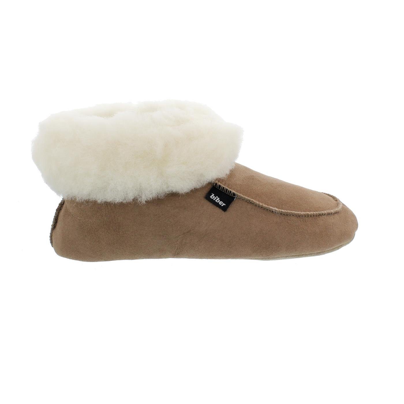 Stegmann Stegmann Hausschuh aus echtem Lammfell, Ledersohle, Tabacco 1002 Hausschuh