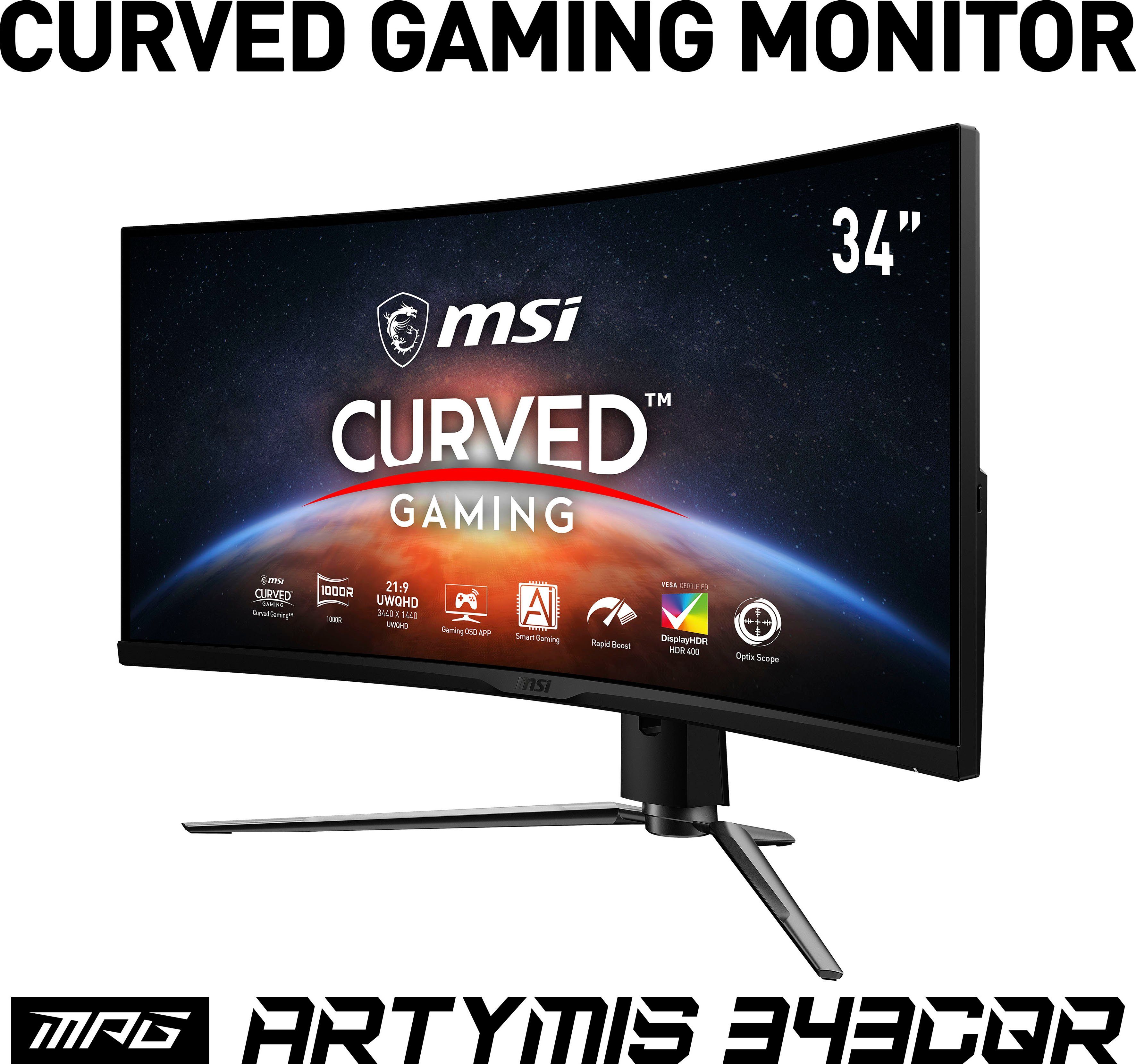 MSI MPG Artymis 343CQR 1440 Hz, Herstellergarantie) Curved-Gaming-LED-Monitor höhenverstellbar, 1 px, UWQHD, cm/34 (86 ", 165 3 x 3440 Jahre Reaktionszeit, VA ms LED