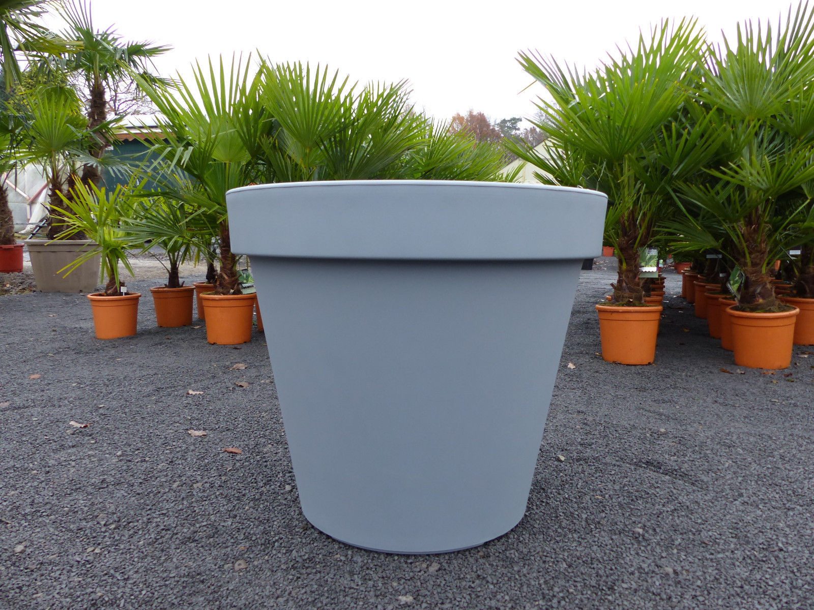 gruenwaren jakubik Übertopf E&K Übertopf grau Ø 80 cm Pflanzkübel "Ecken und Kanten" Kübel XXL
